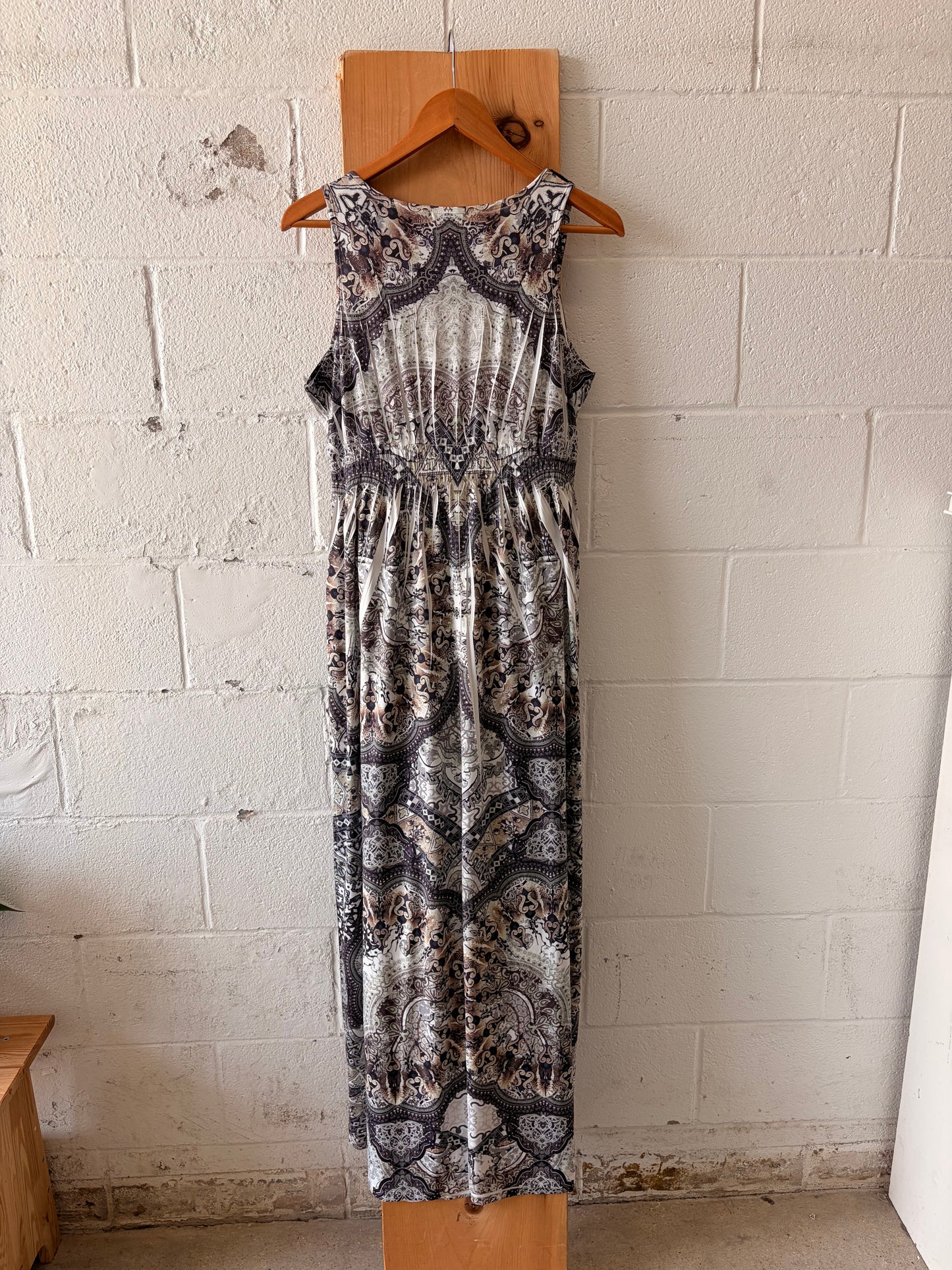 Black & White Paisley Patterned Maxi Dress : L