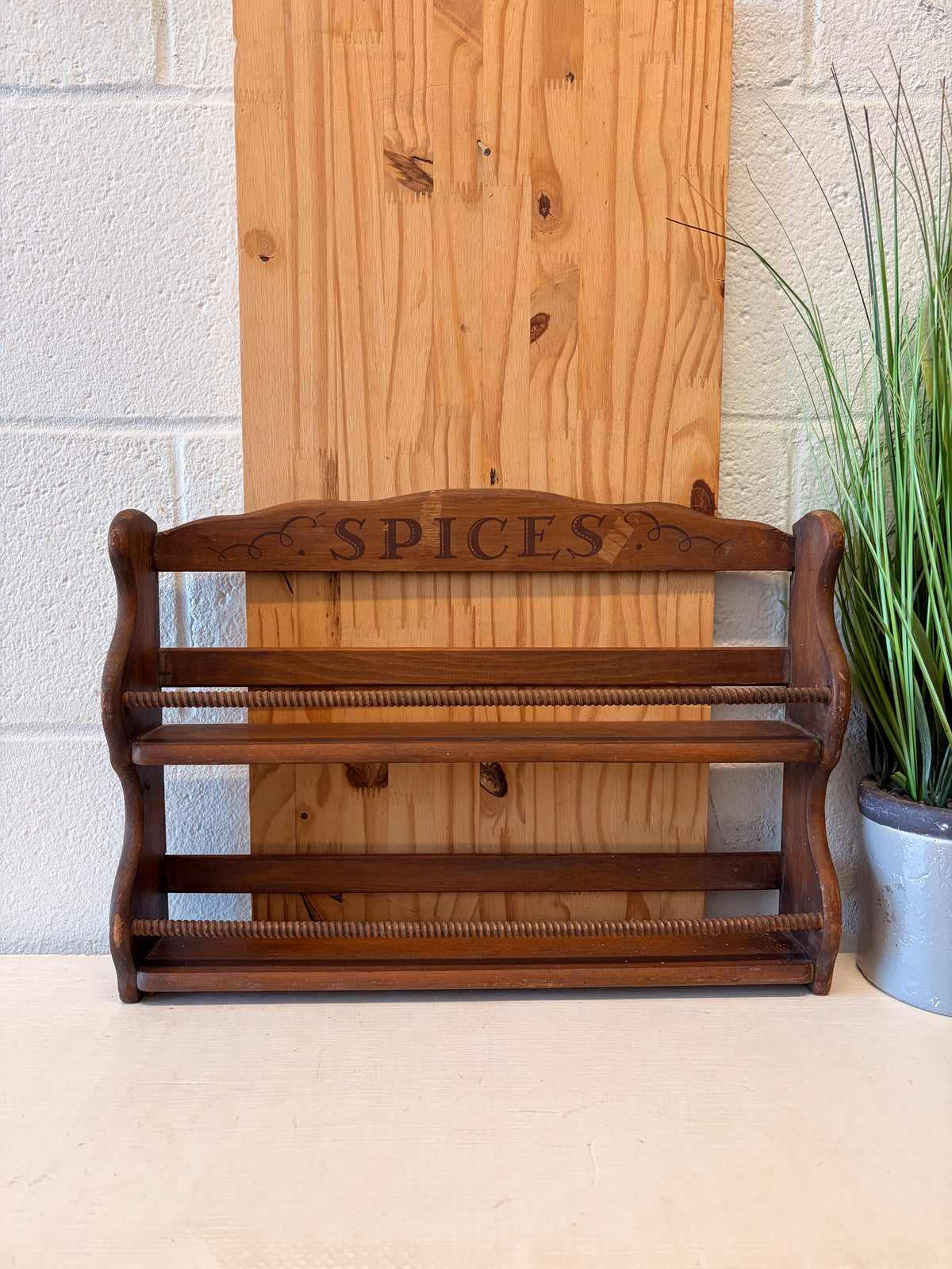 Vtg Two Tier Wooden Spice Rack (Local Pick Up Only)