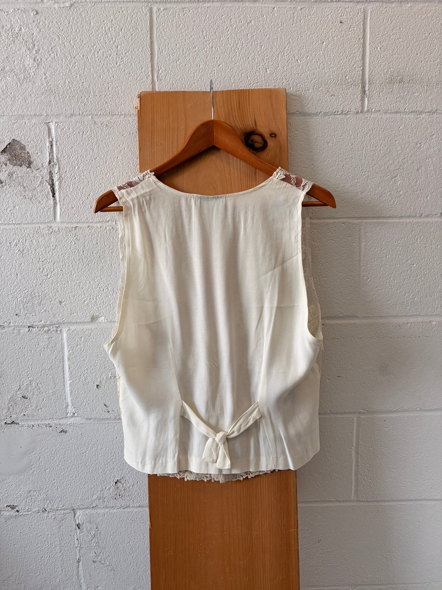 Vtg Sheer Lace Vest : M