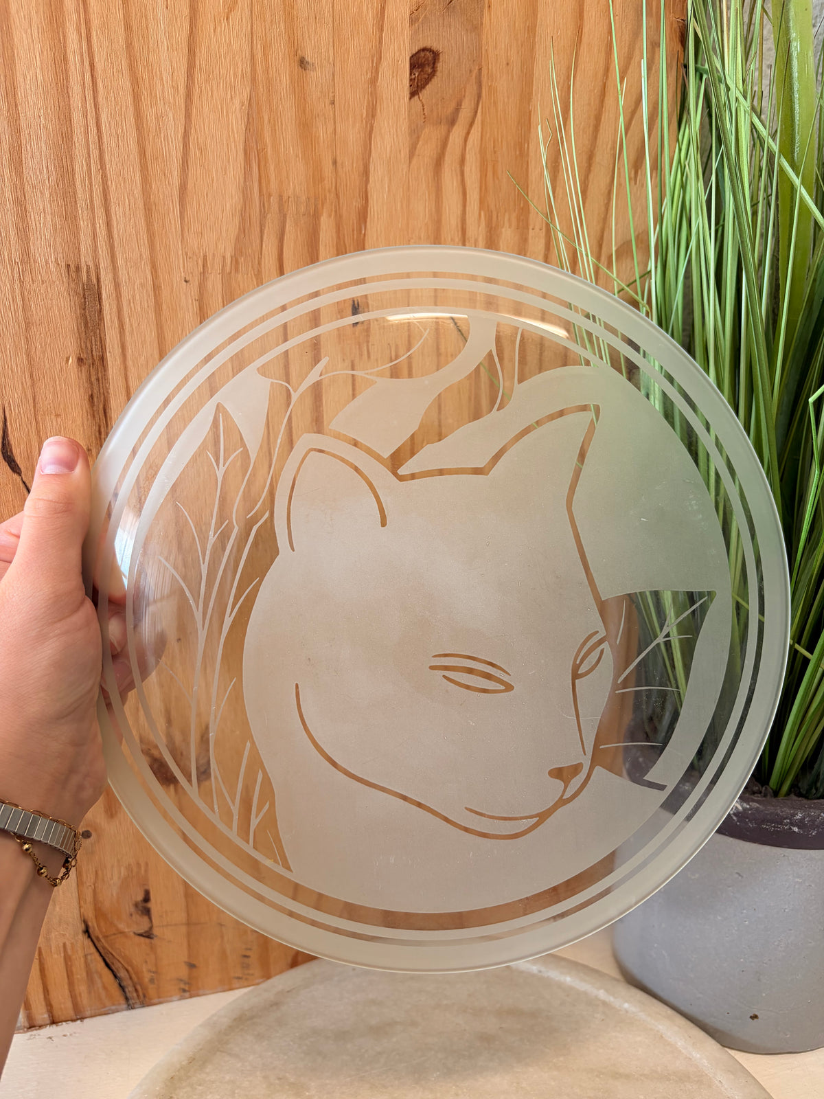 Vtg Frosted Cat Plate (Local Pick Up Only)
