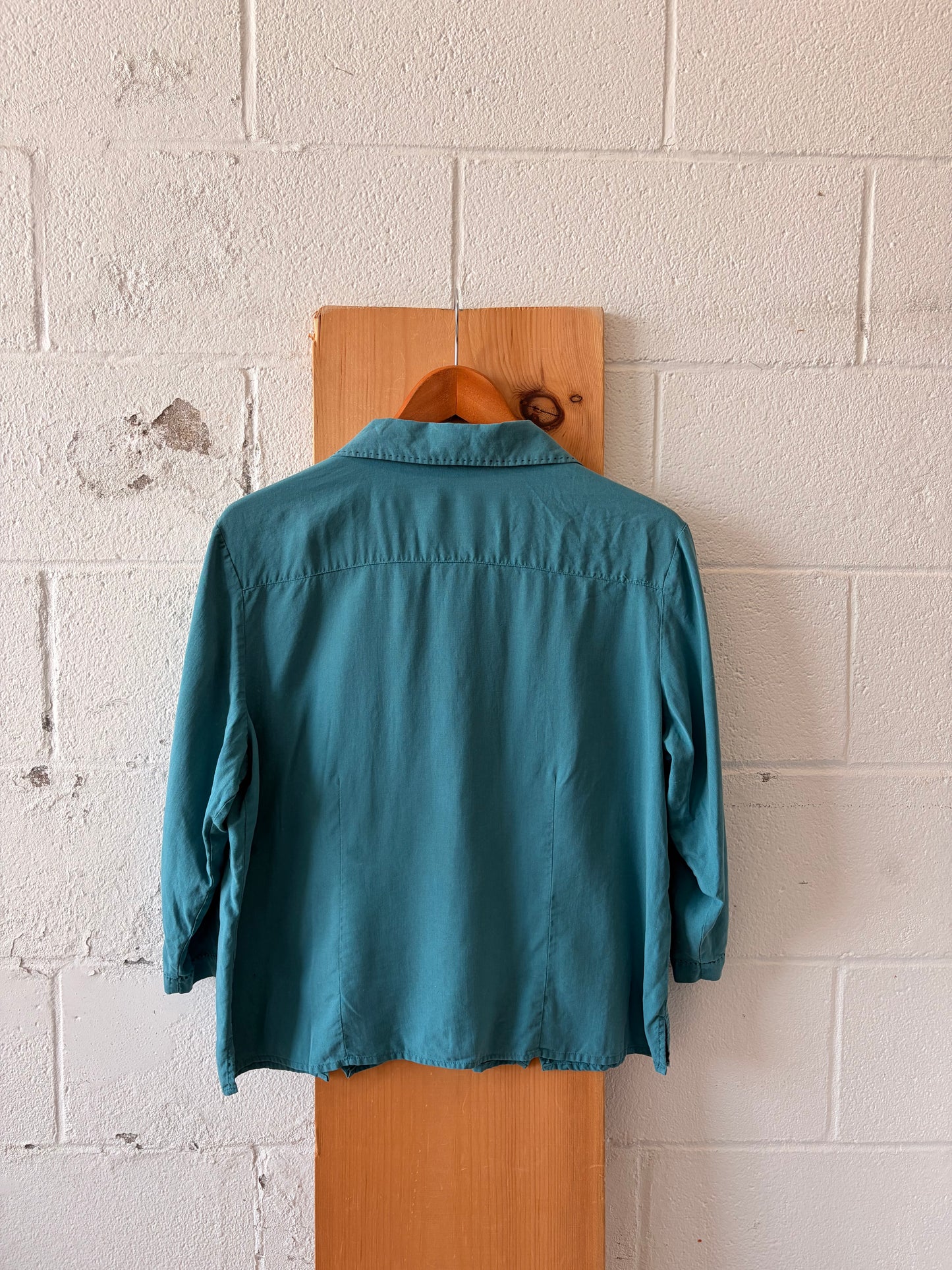 Teal Silk Blouse : XL