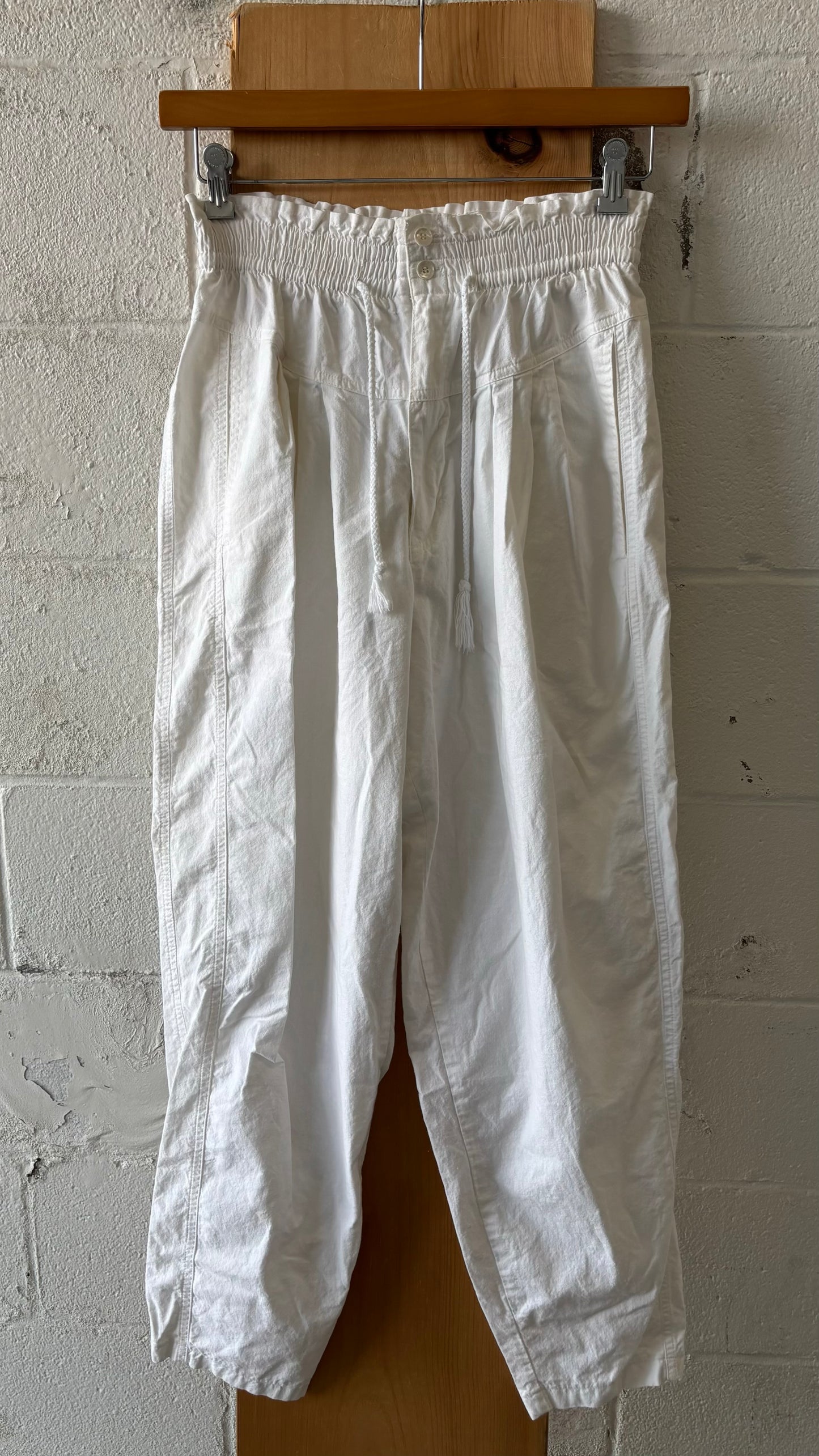 Vtg Elastic White Pants : M