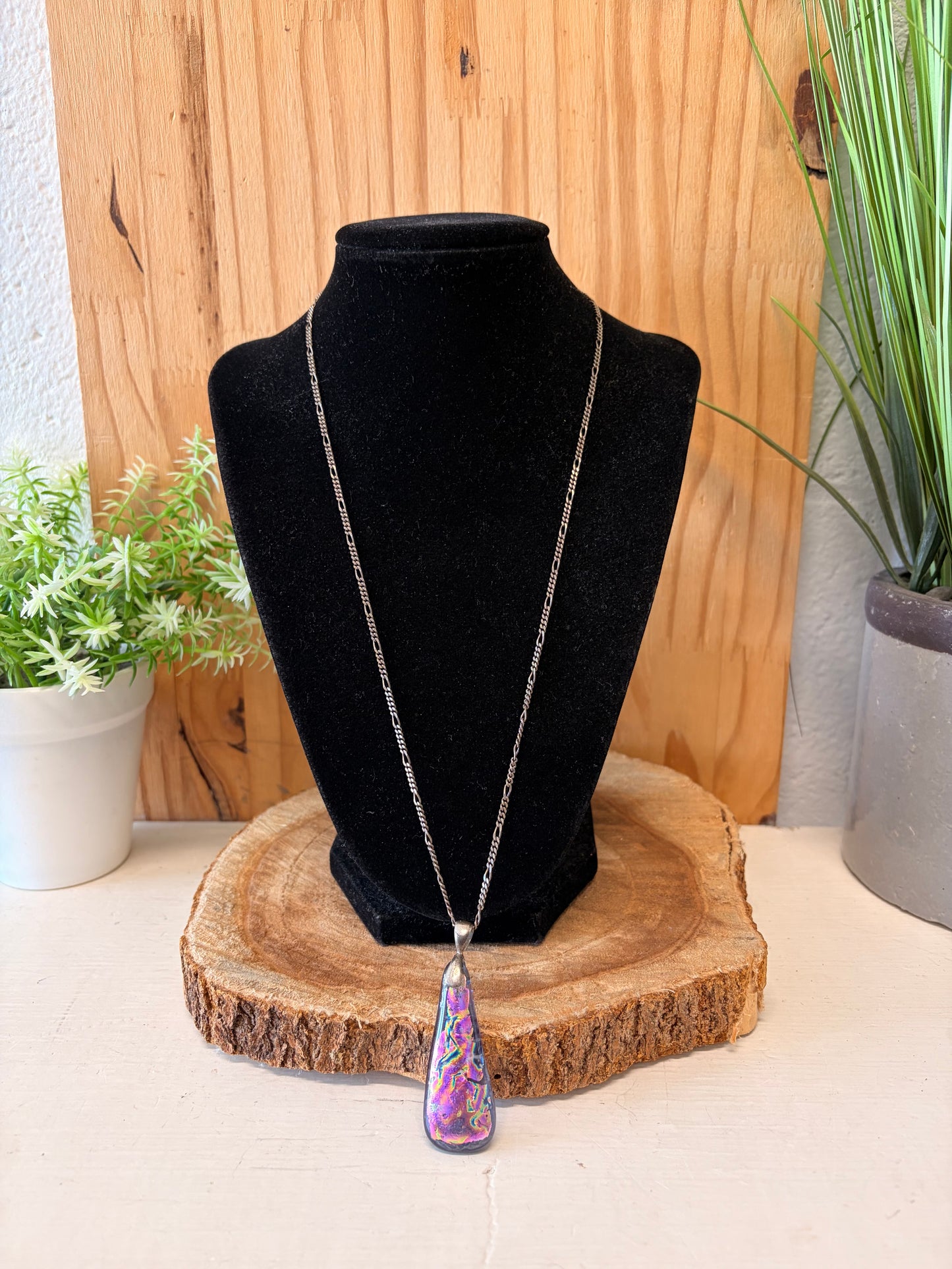 925 Iridescent Marbled Pendant Necklace
