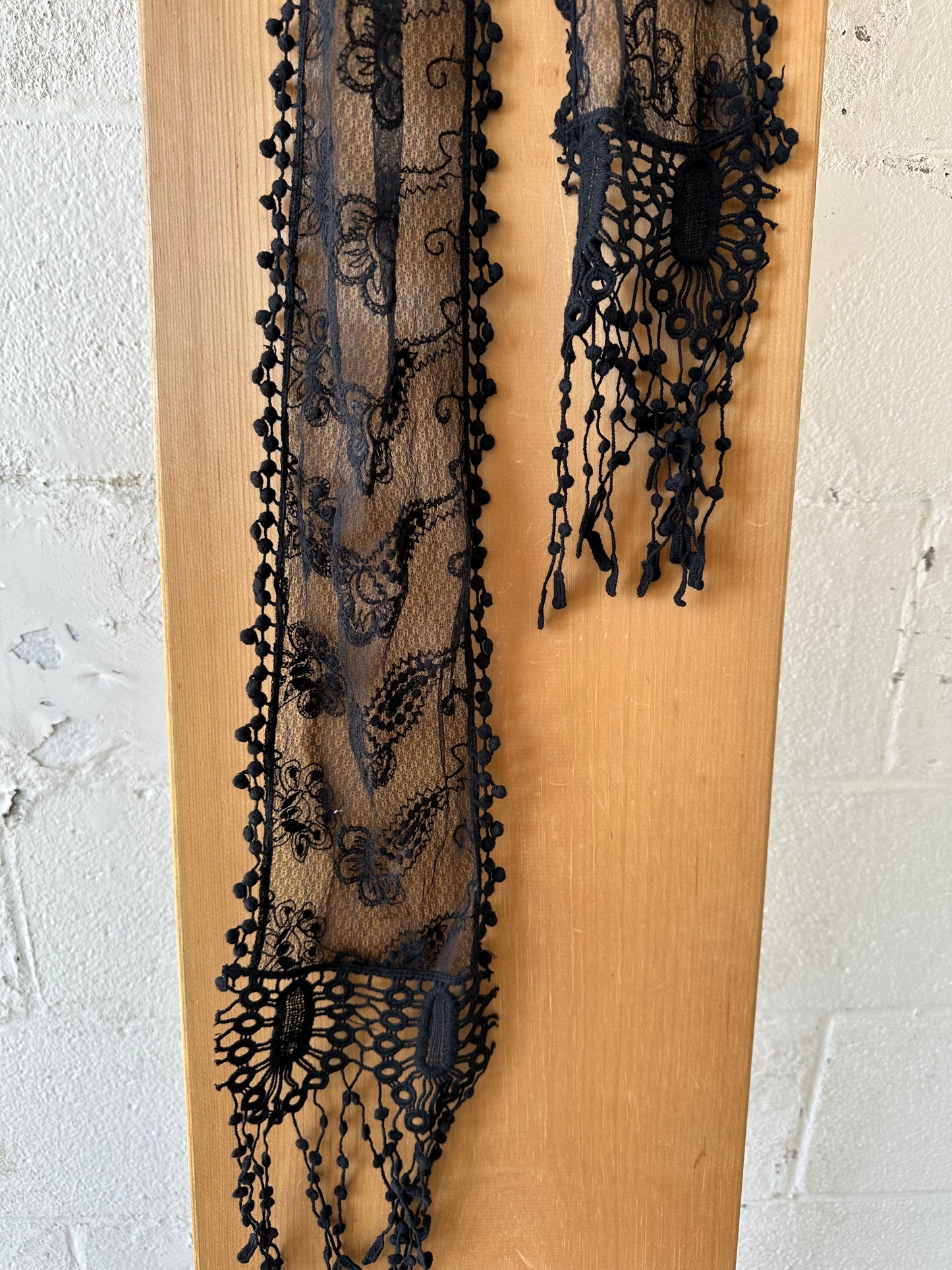 Black Sheer Skinny Scarf