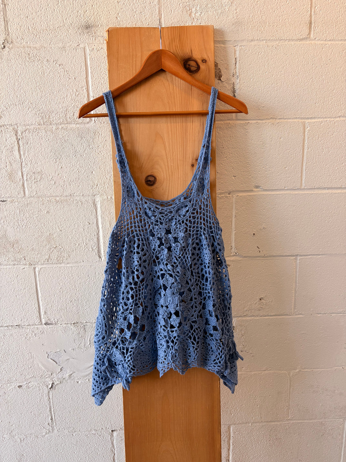 Flowy Blue Crochet Tank : S/M