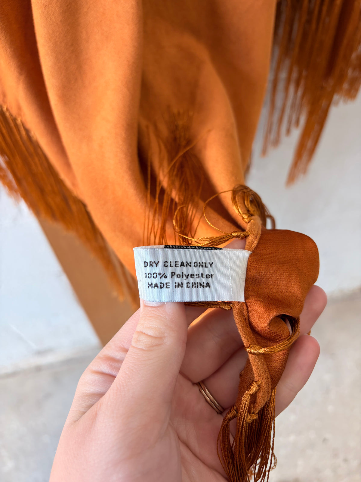 Pumpkin Orange Fringe Poncho : OS