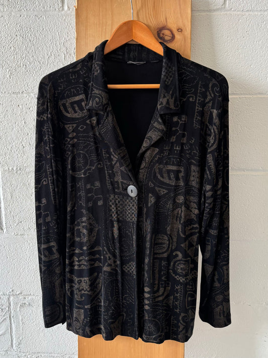 Vtg Abstract Button Front Top : L
