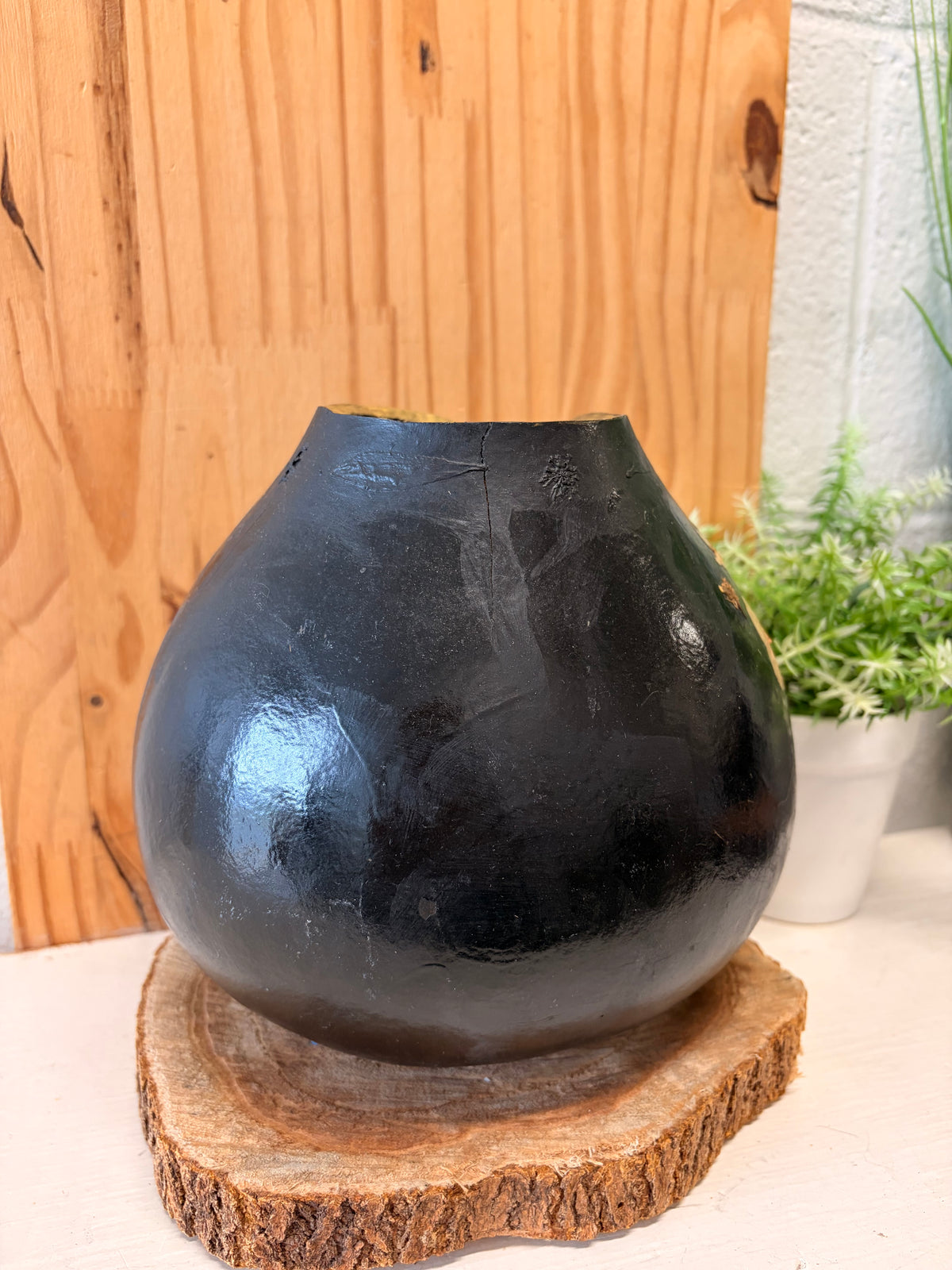 Pressed Floral Gourd Vase (Local Pick Up Only)