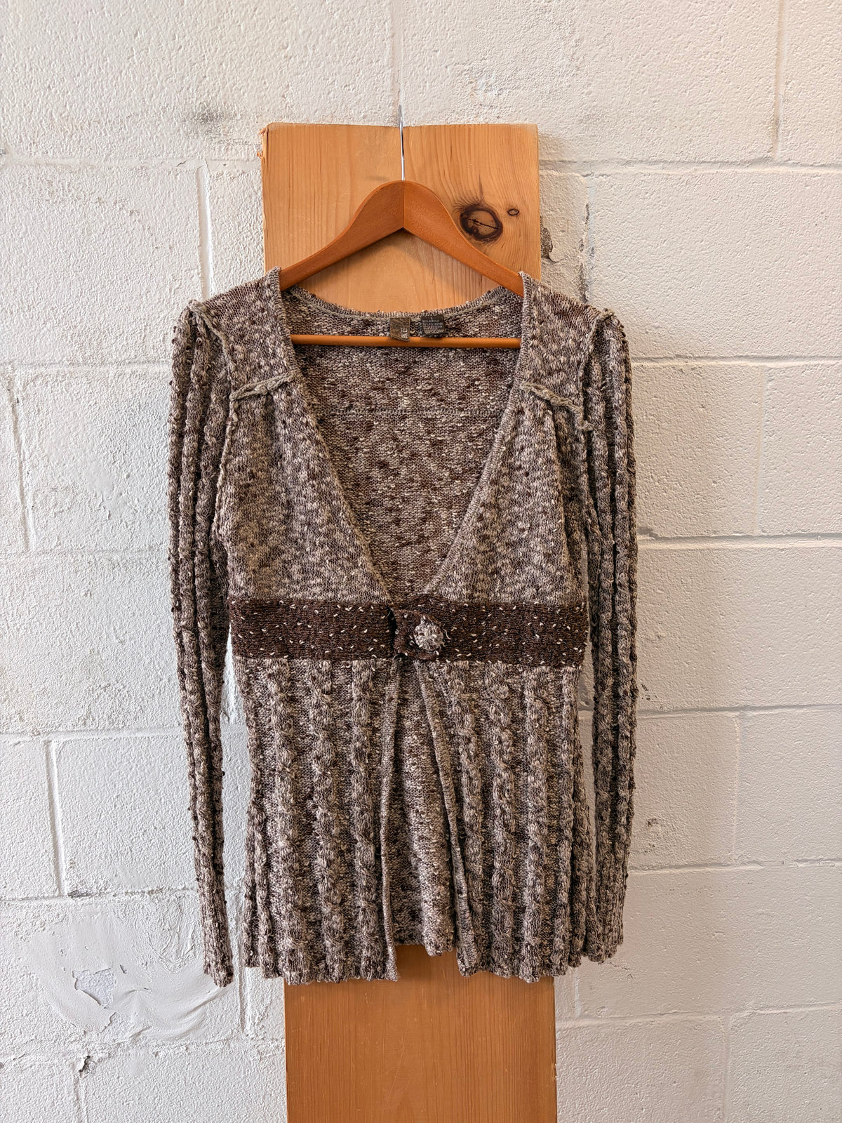 Speckled Brown Knit Cardigan : L