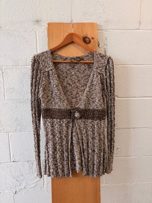 Speckled Brown Knit Cardigan : L