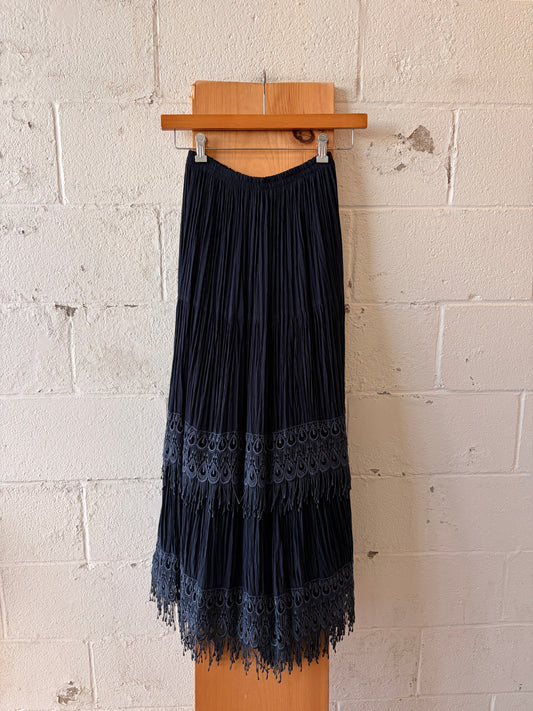 Navy Peacock Skirt : 24”W