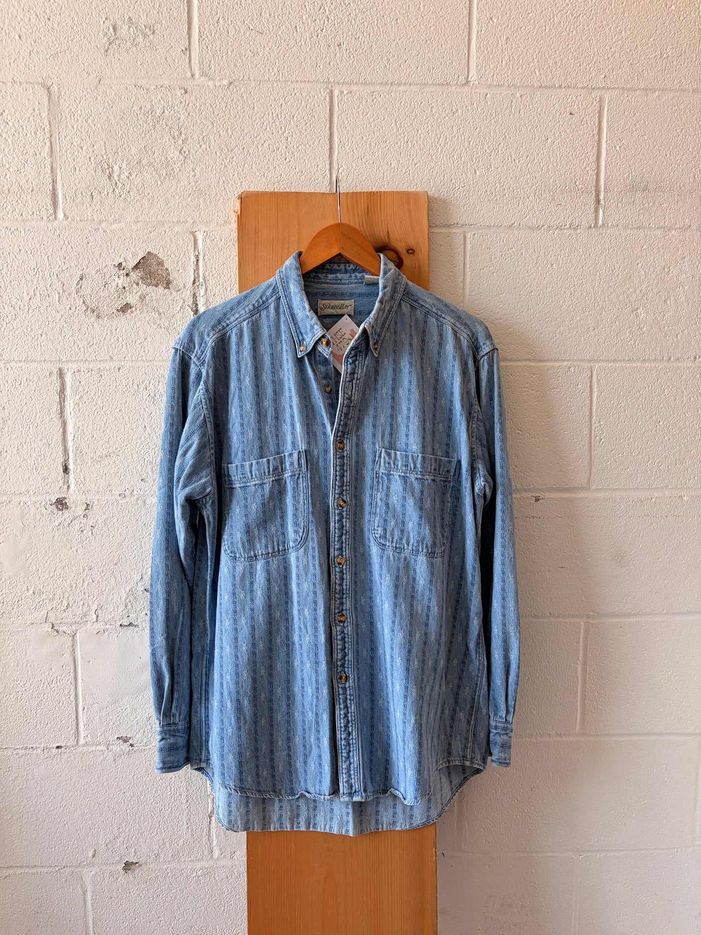 Patterned Denim Button Up : L