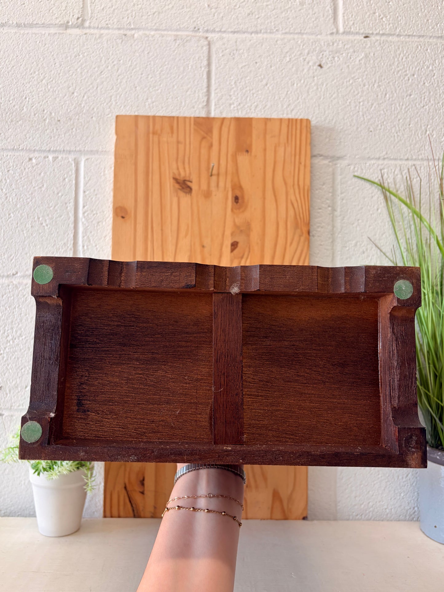 Vtg Floral Detailed Wooden Jewelry Armoire (Local Pick Up Only - As Is)