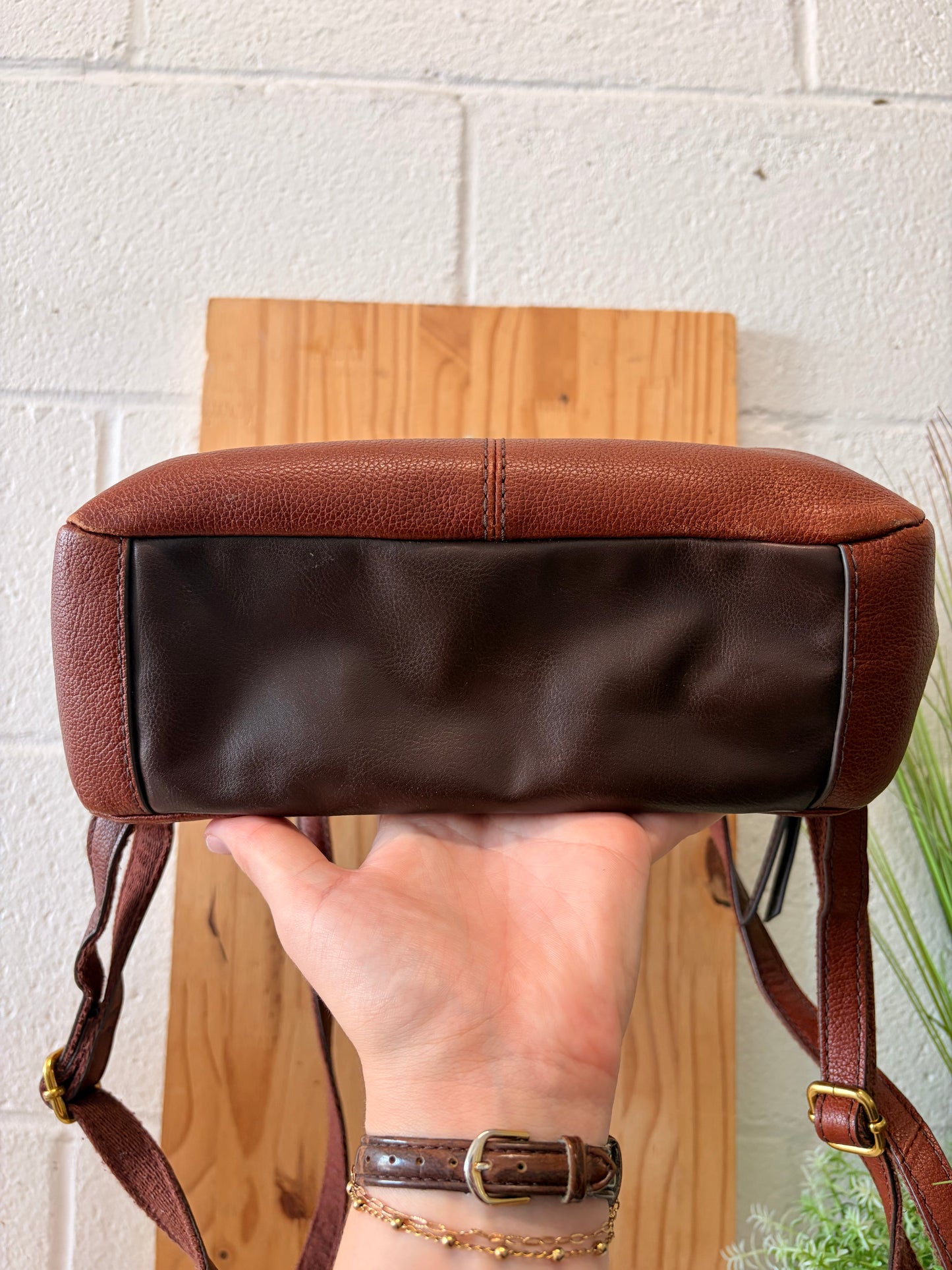 Fossil Pebbled Brown Backpack