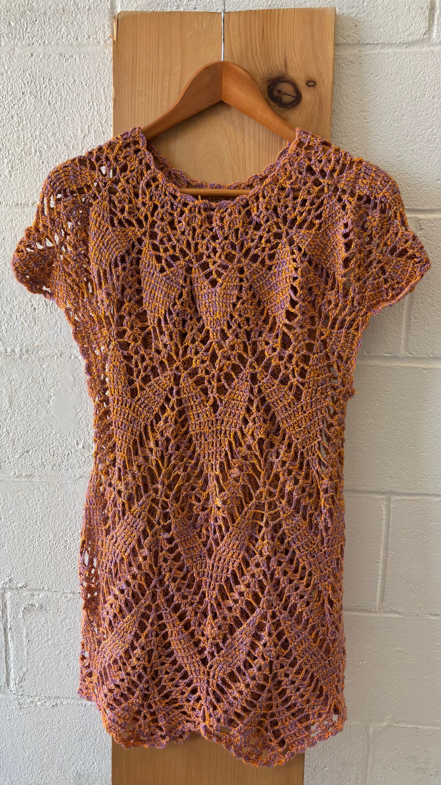 Orange & Purple Crochet Dress : ~M