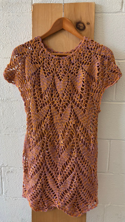 Orange & Purple Crochet Dress : ~M