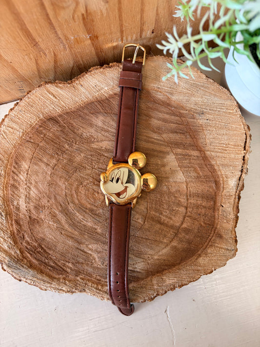 Vtg Lorus Gold Tone Mickey Mouse Watch (Untested - As Is)