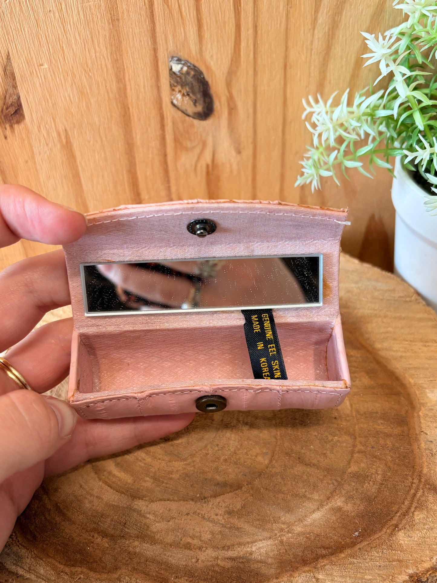 Vtg Pink Eel Skin Lipstick Holder