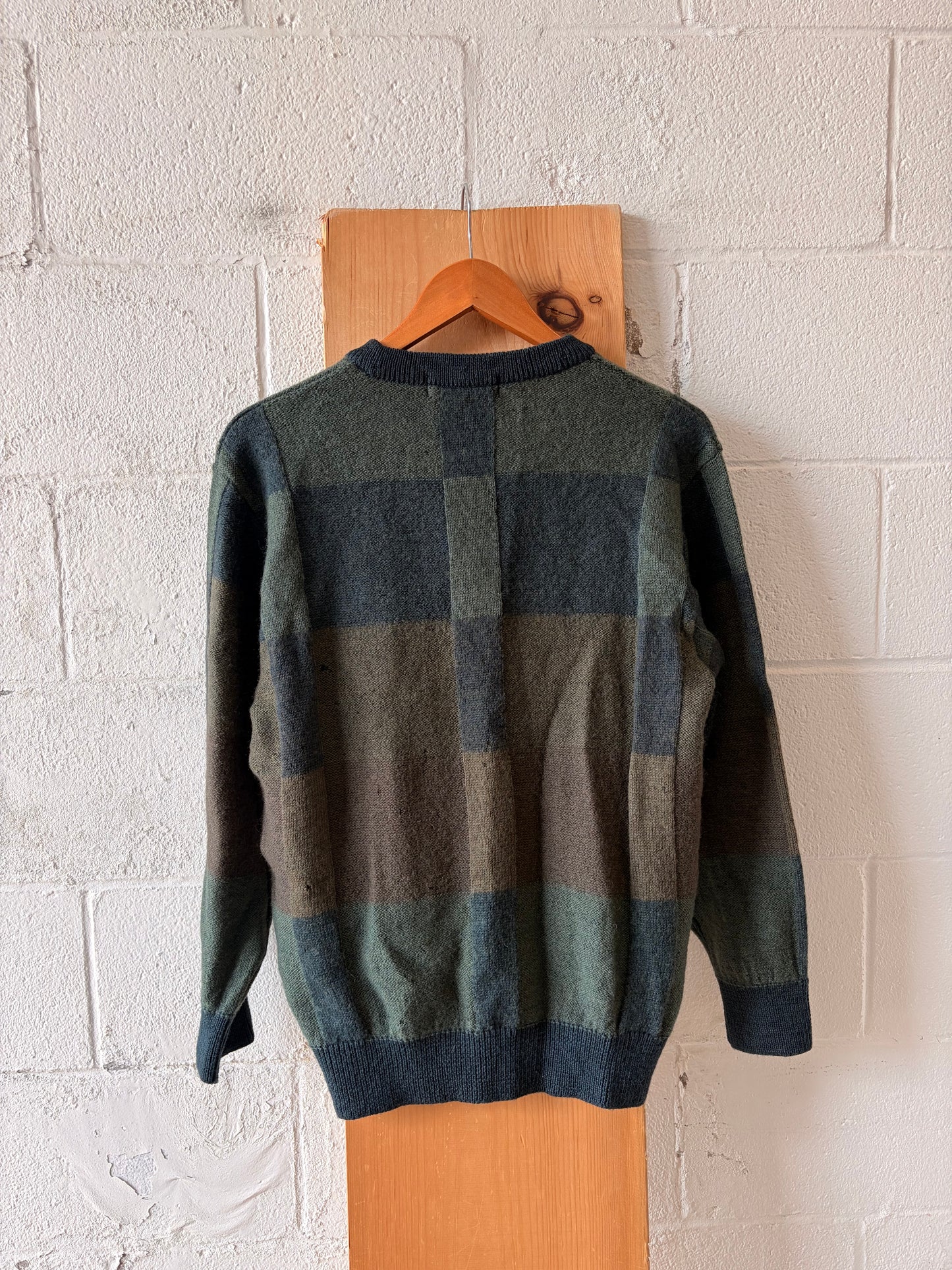 Vtg Green Patterned Sweater : M (As Is)