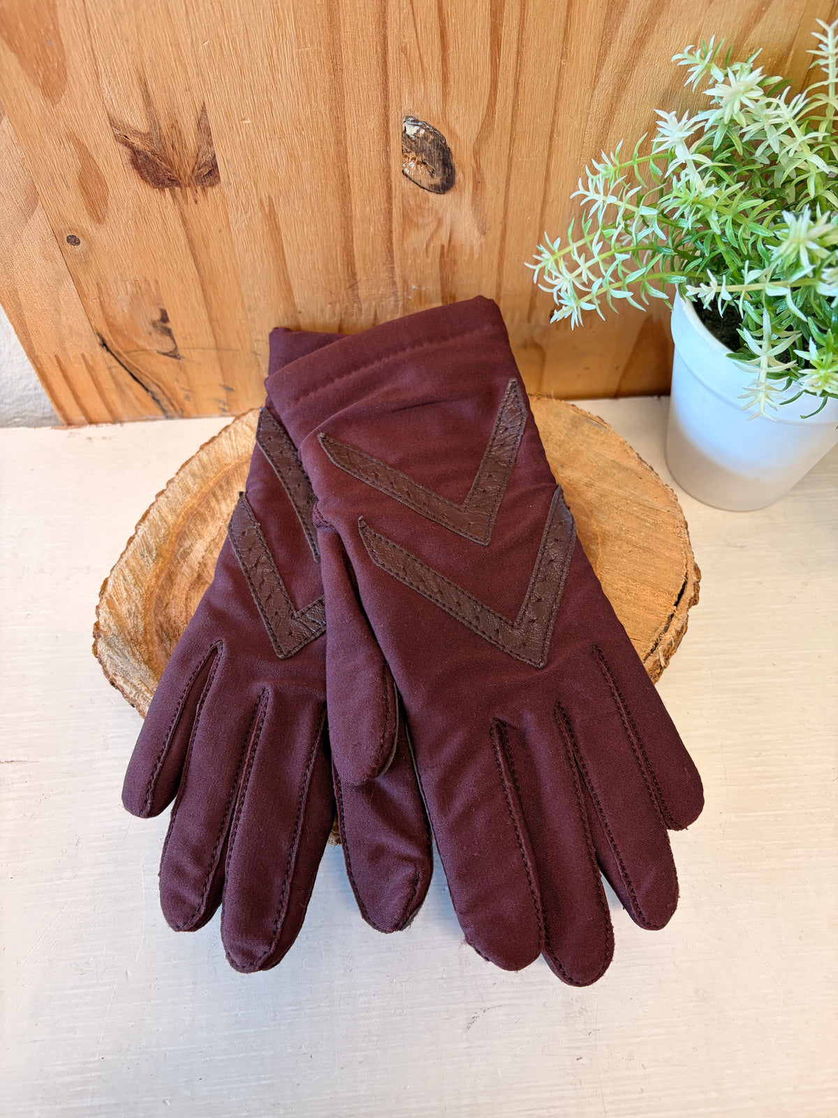 Burgundy Fall Gloves : OS