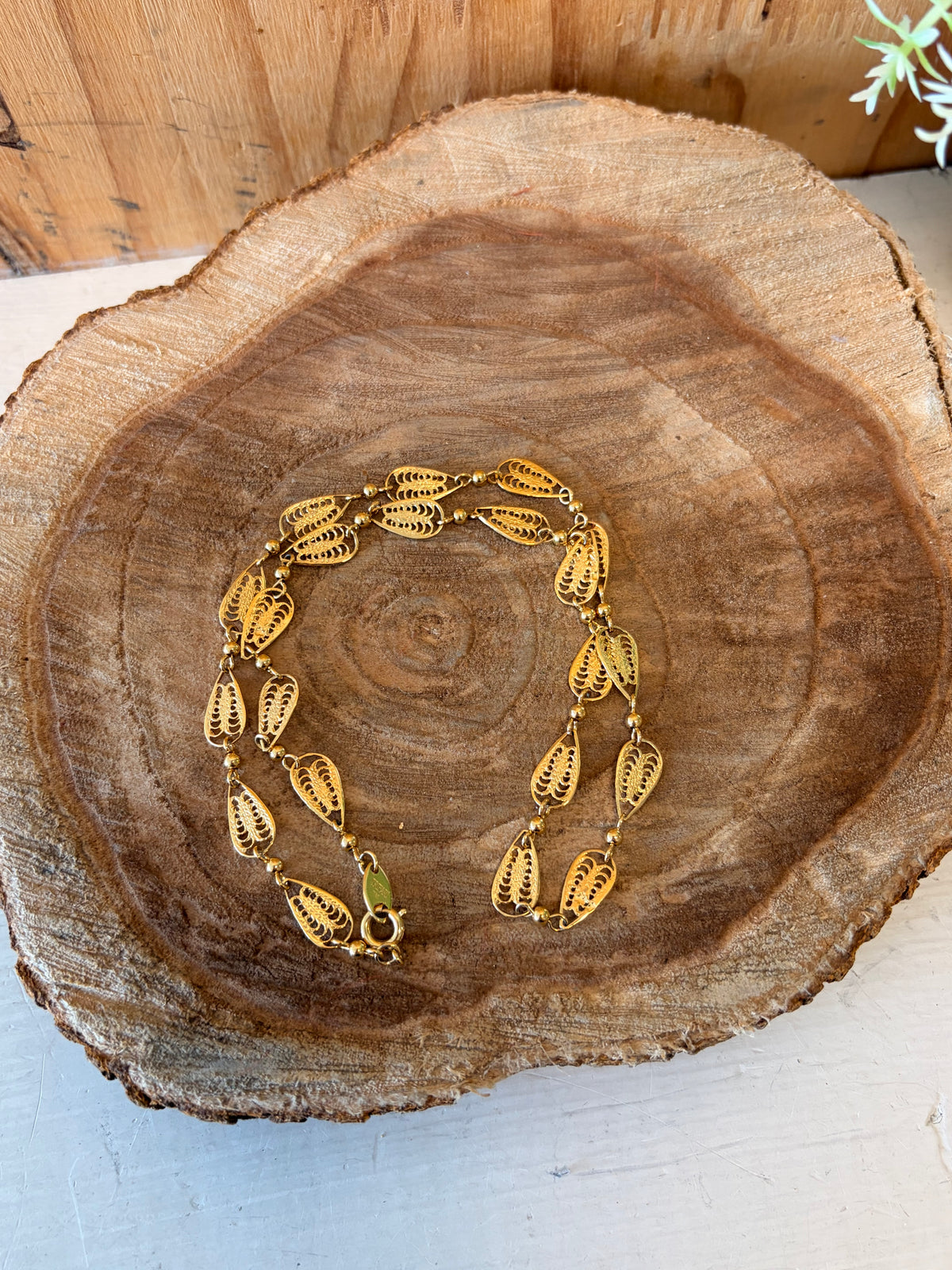 Trifari Gold Tone Filagree Necklace