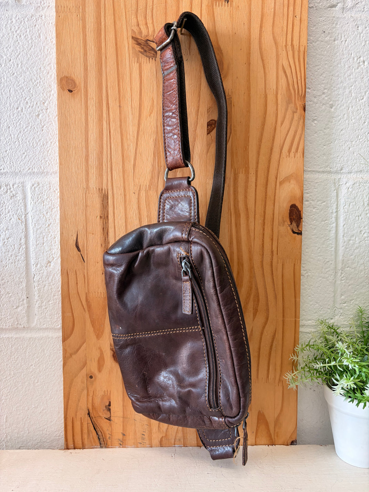 Vtg Jack Georges Brown Leather Voyager Bag