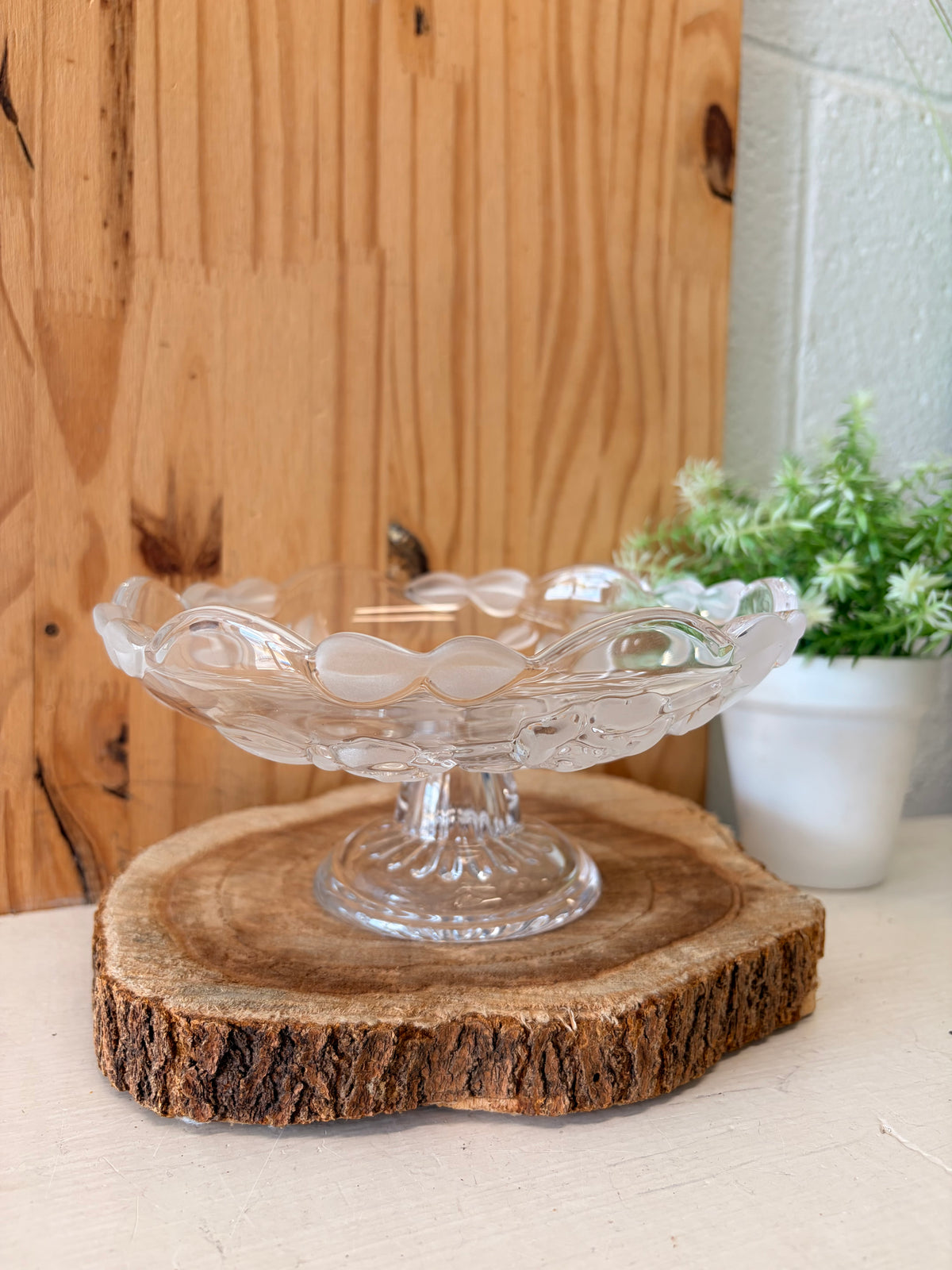 Vtg Waltherglas Floral Pedestal Dish (Local Pick Up Only)