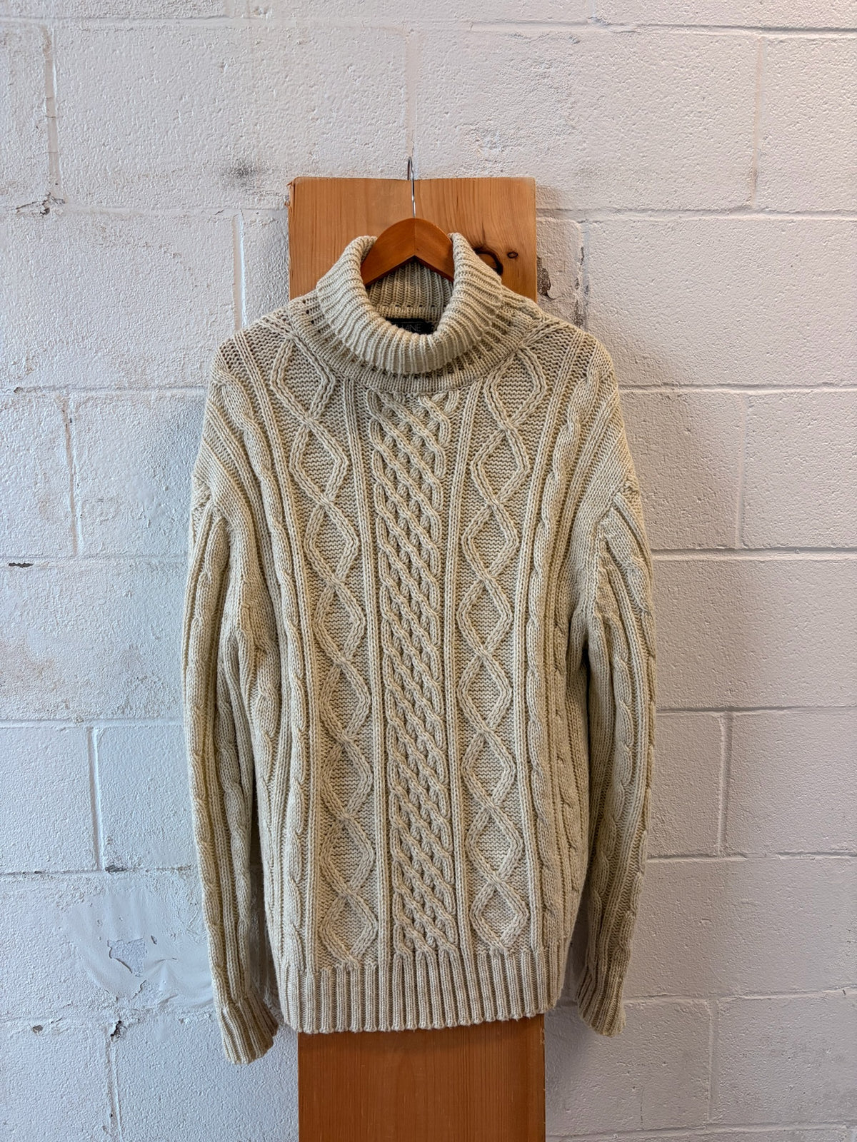 Vtg Cable Knit Turtleneck Sweater : XL