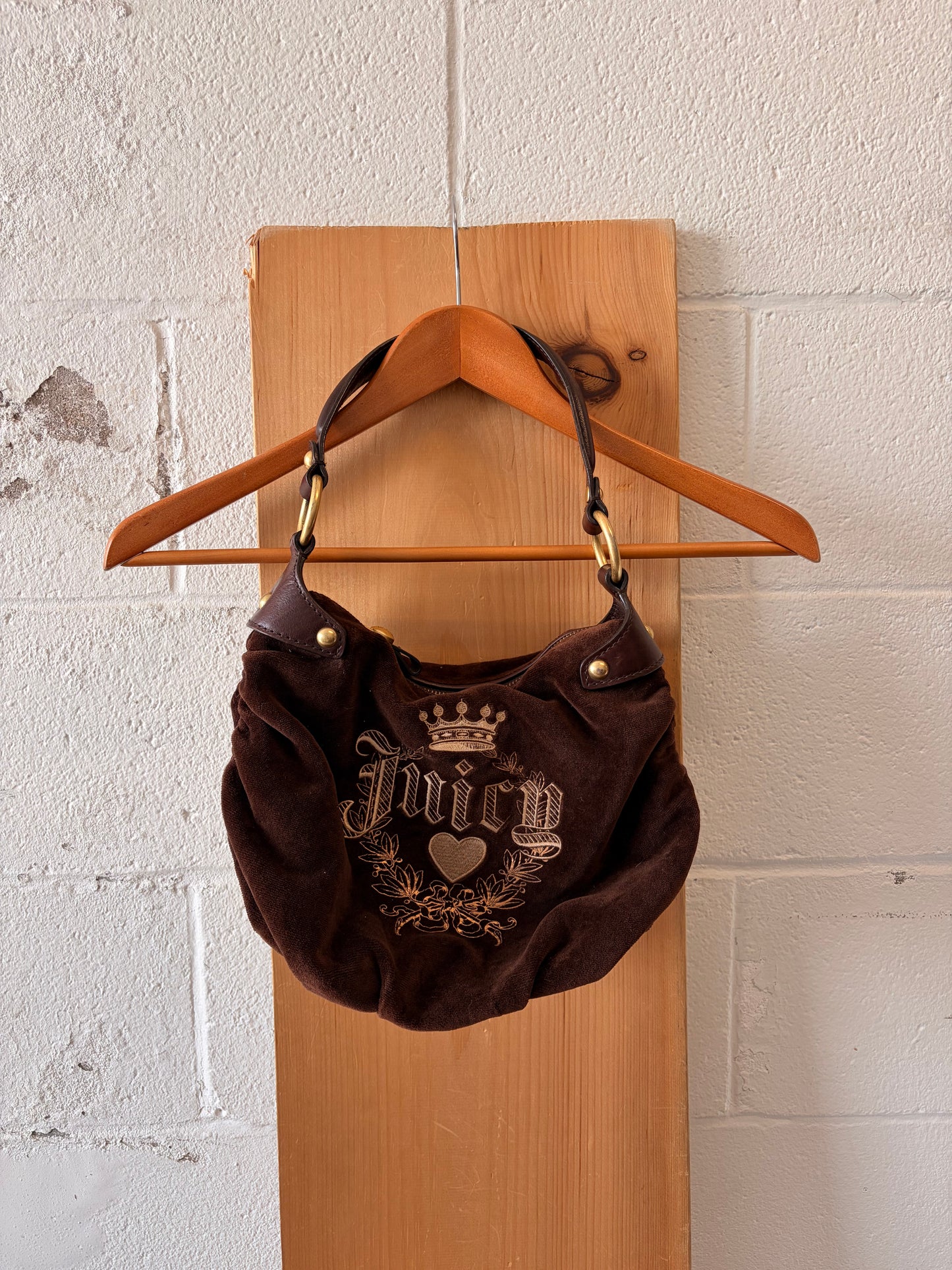 Brown Juicy Velour Hobo Purse