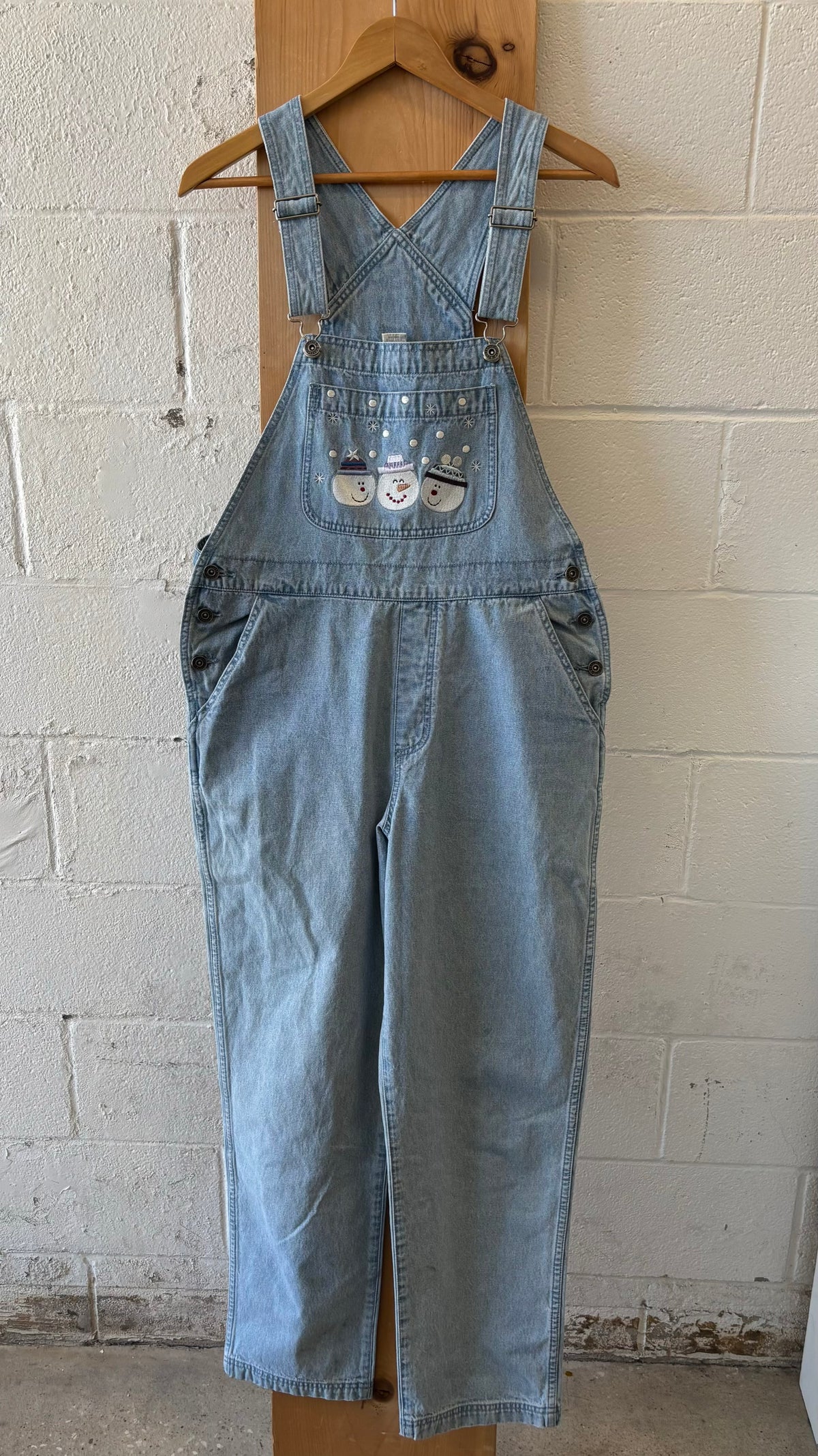 Vtg Snowman Denim Overalls : S