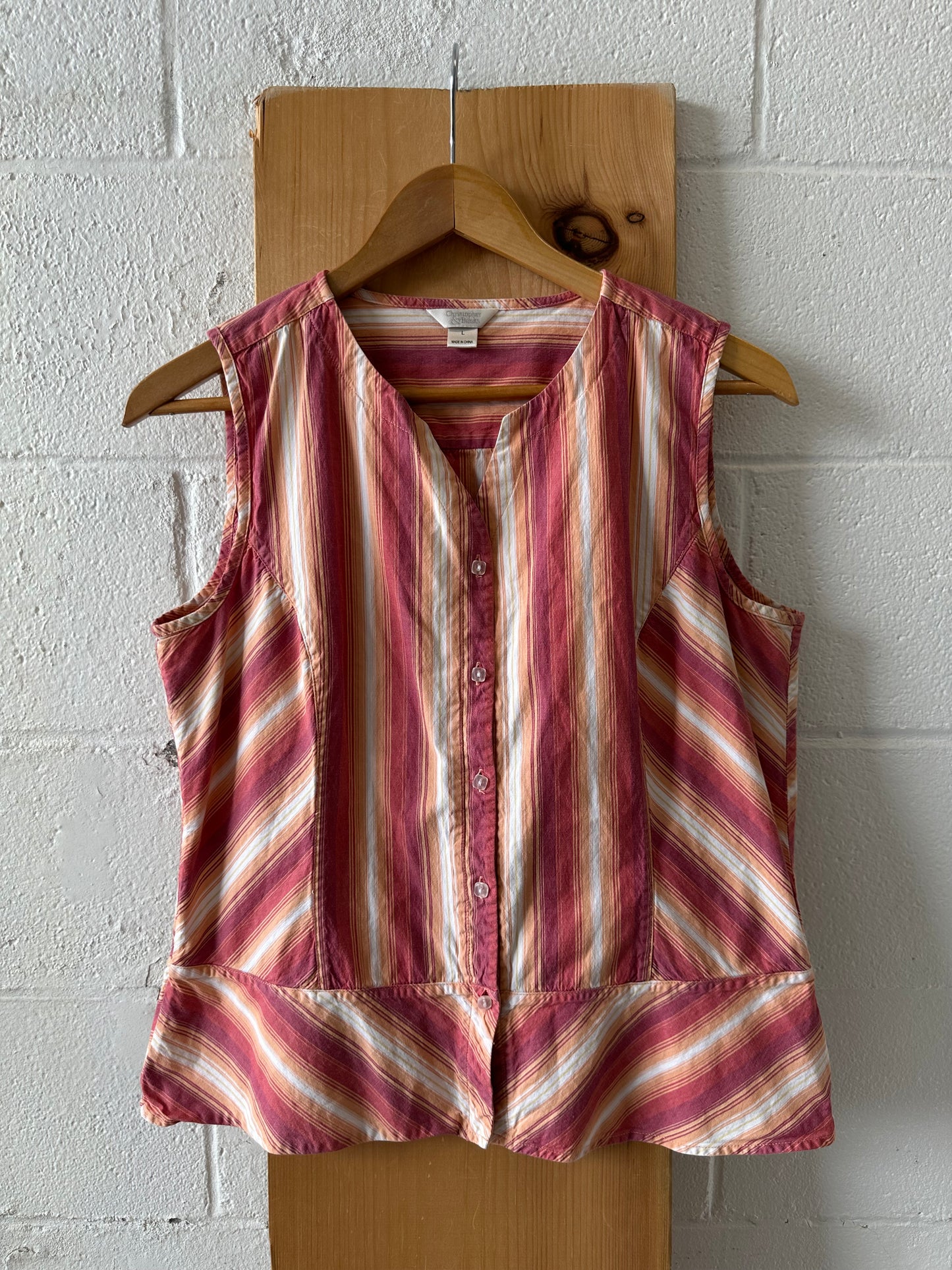 Pink and Orange Striped Top : L