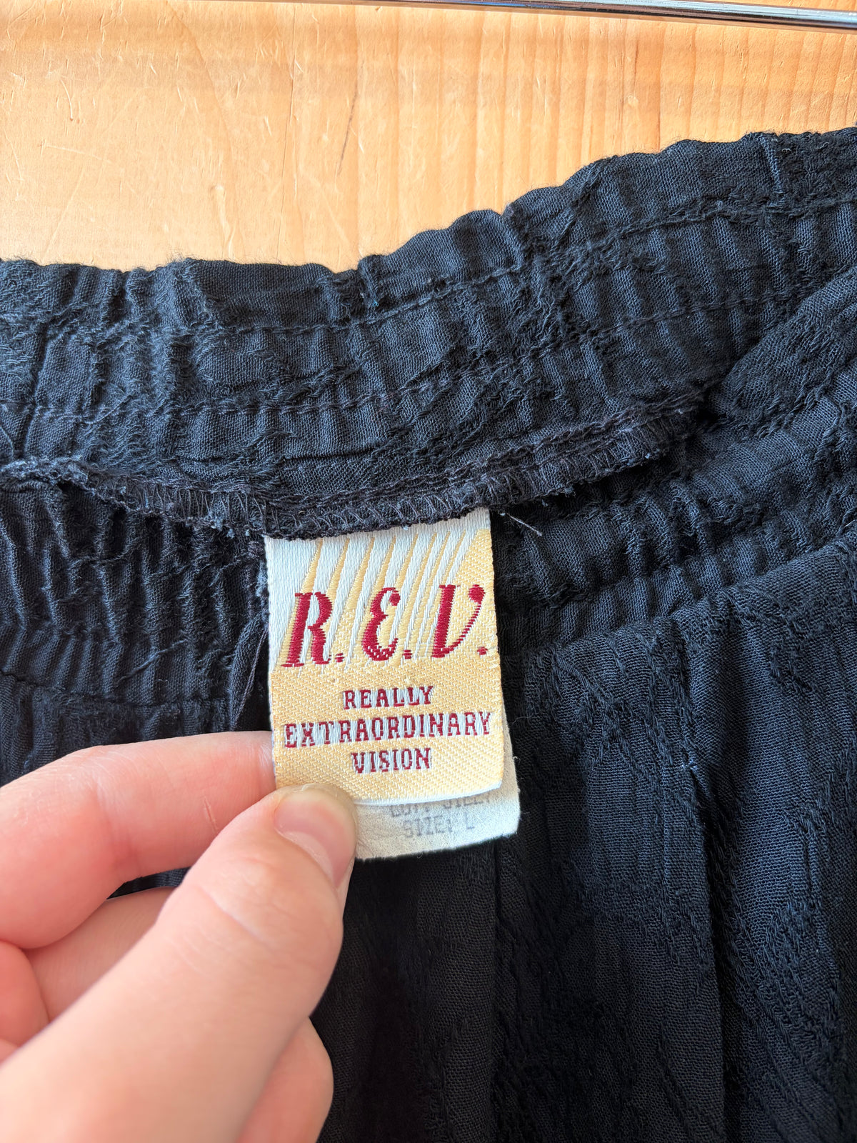 Embroidered Black Flowy Pants : L