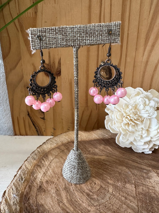Pink Beaded Earrings