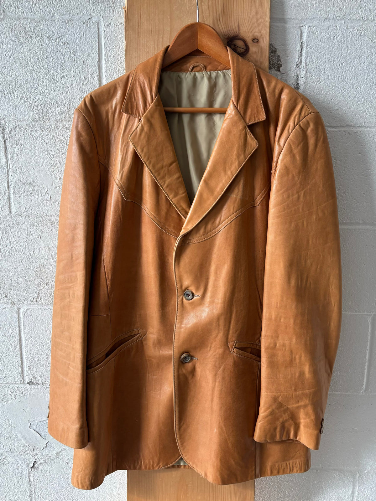 Vtg Leather Western Blazer Jacket : ~L