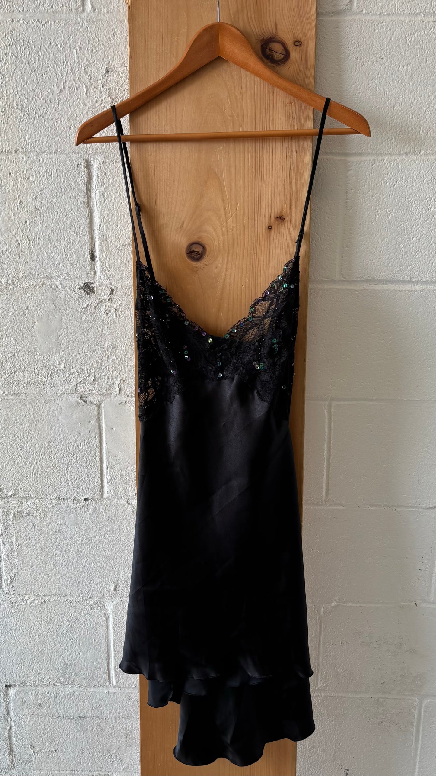 Satin Black Slip Dress : 2X
