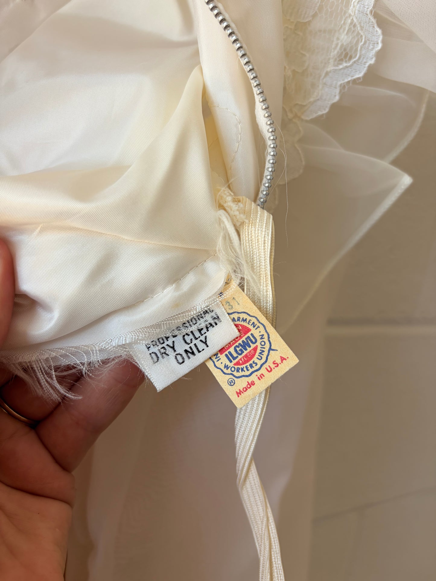 Vtg Ruffled Lace Prairie Wedding Dress : S