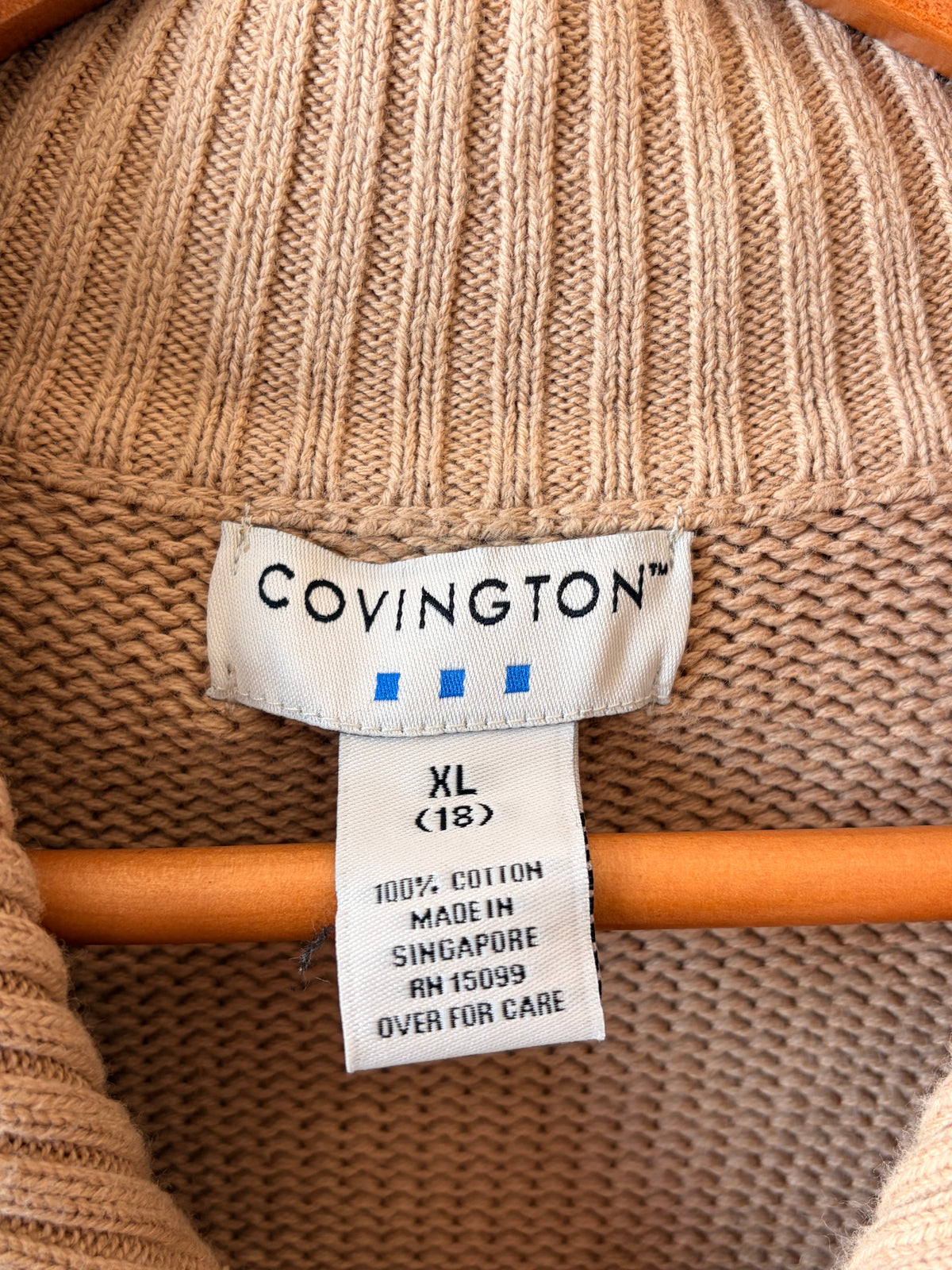 Tan Zip Up Cardigan Sweater : XL