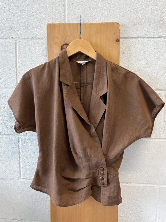 Vtg Brown Wrap Top : S/M
