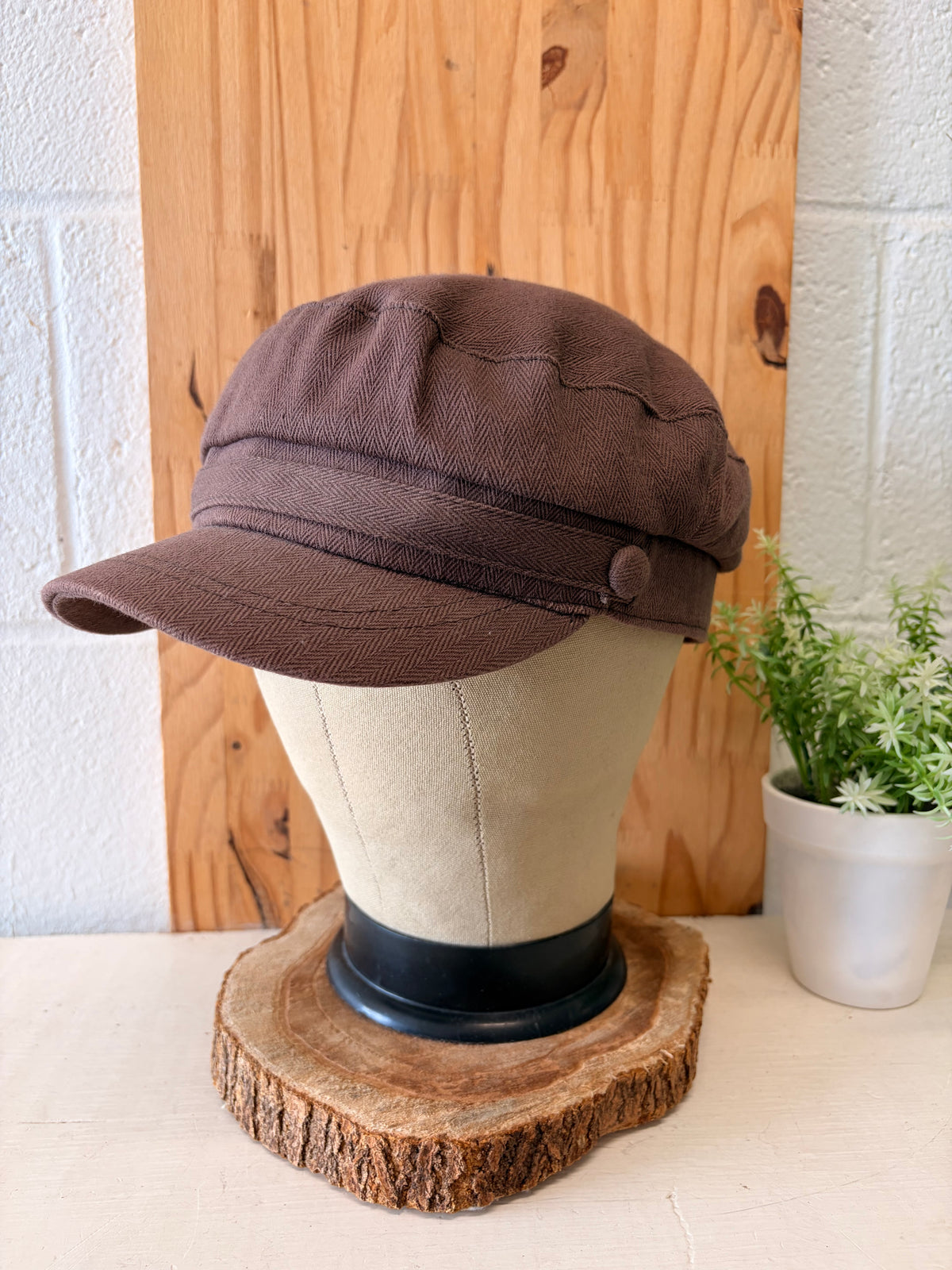 Brown Newsboy Cap : OS