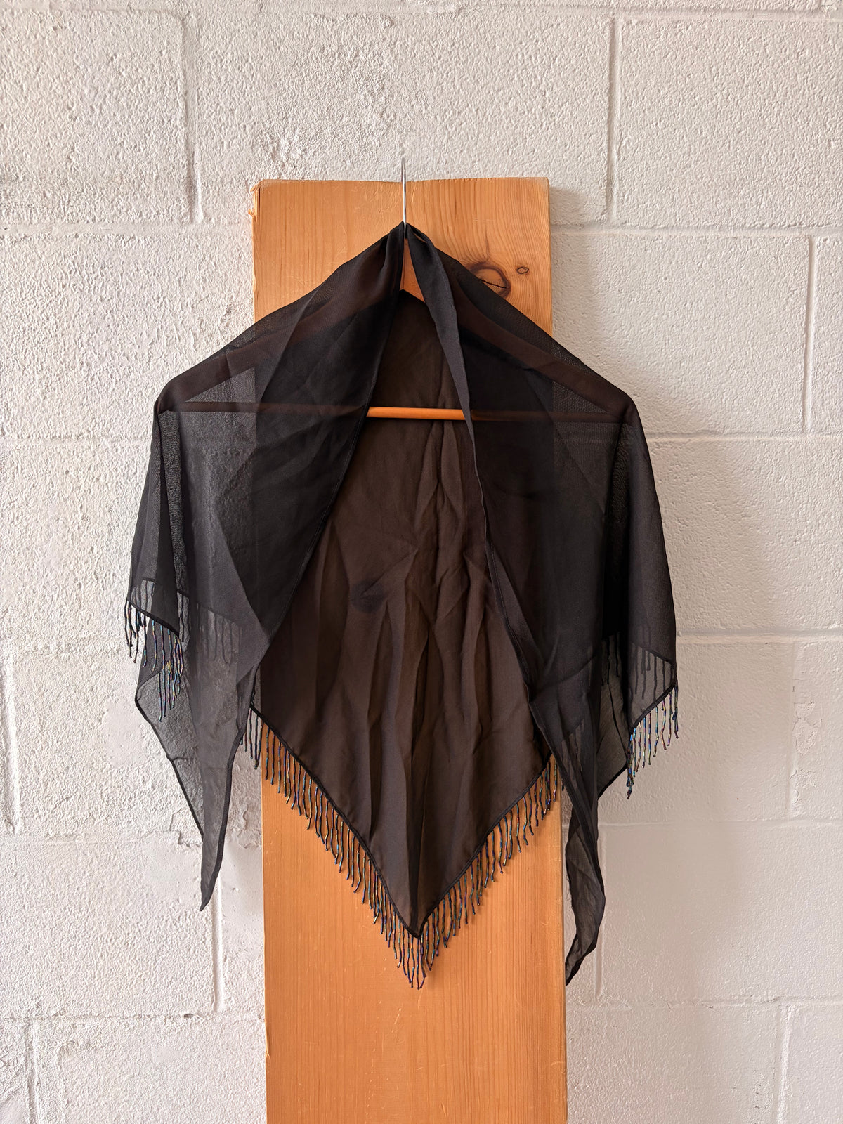 Beaded Black Fringe Shawl