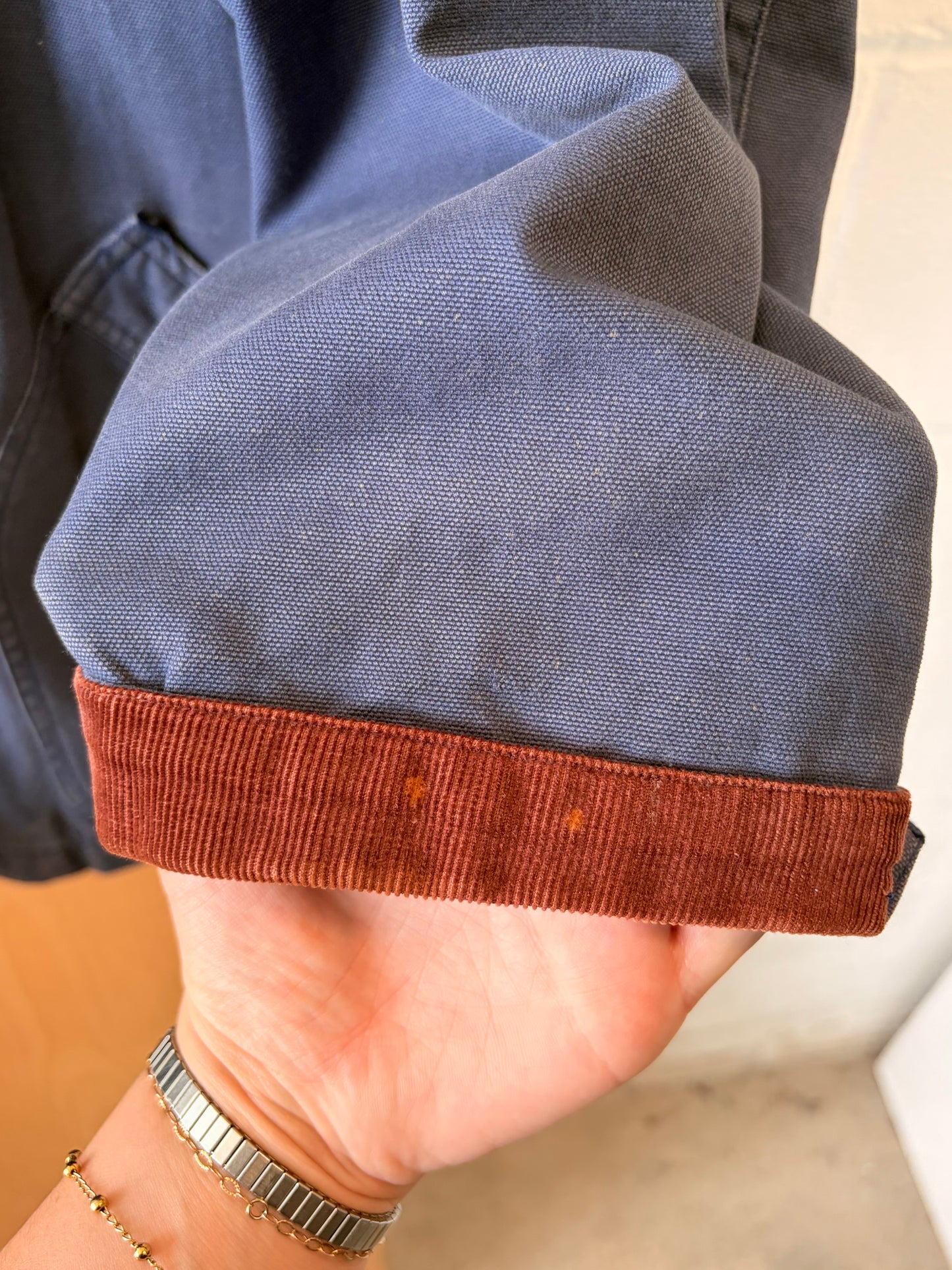 Vtg Distressed Navy Chore Jacket : XL