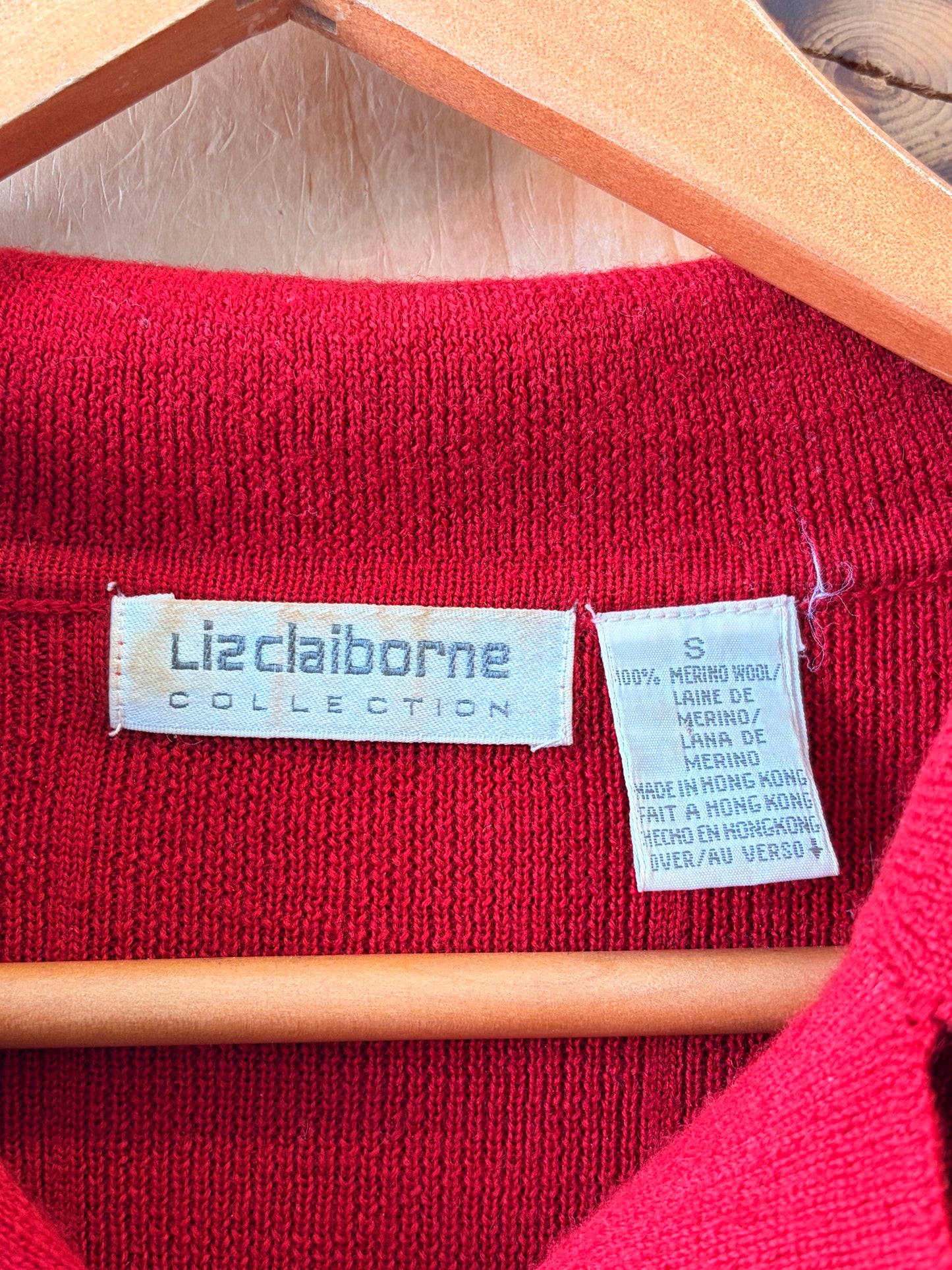 Collared Red Wool Sweater : S