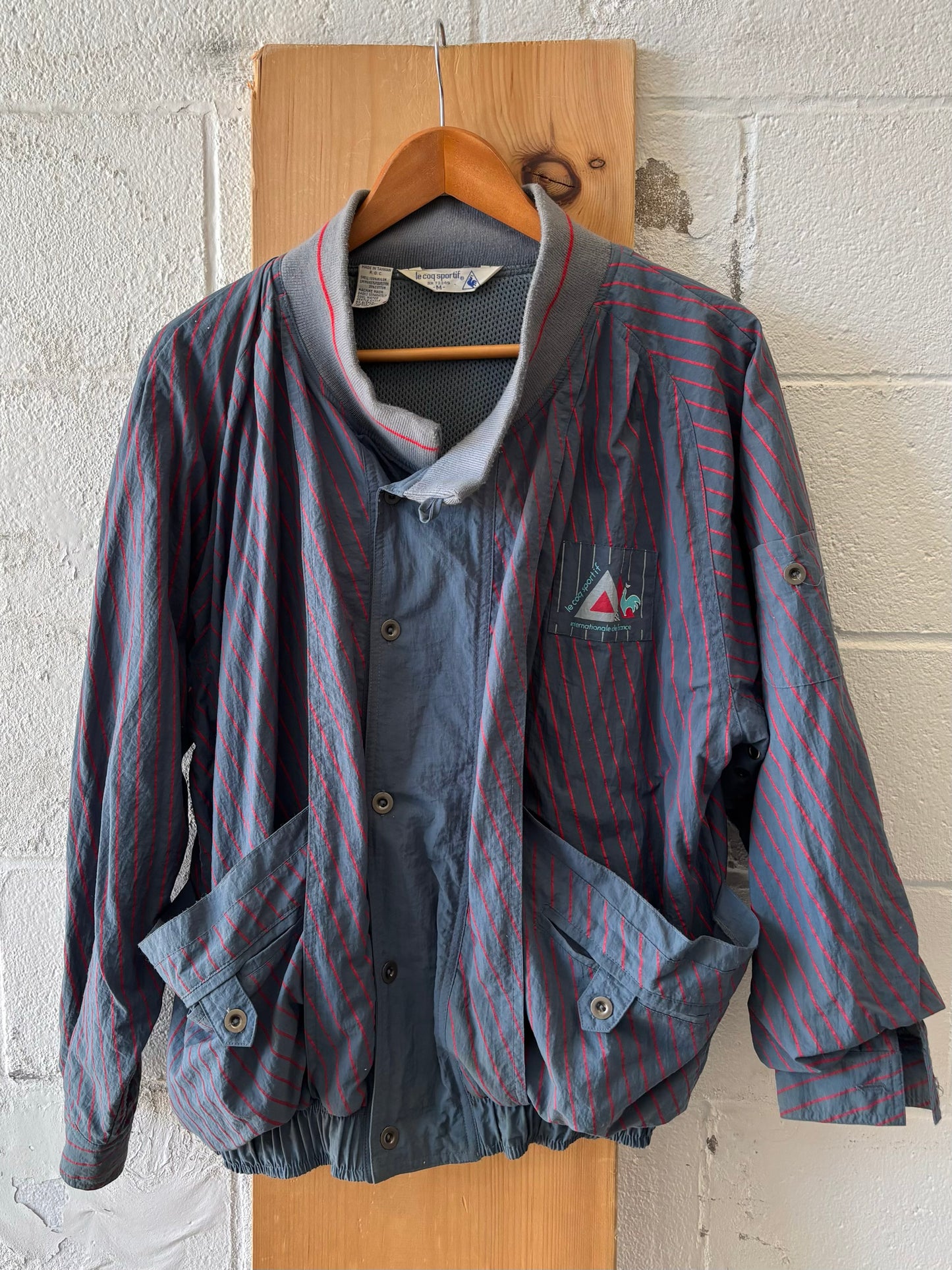 Vtg Le Coq Sportif Striped Lightweight Bomber Jacket : M