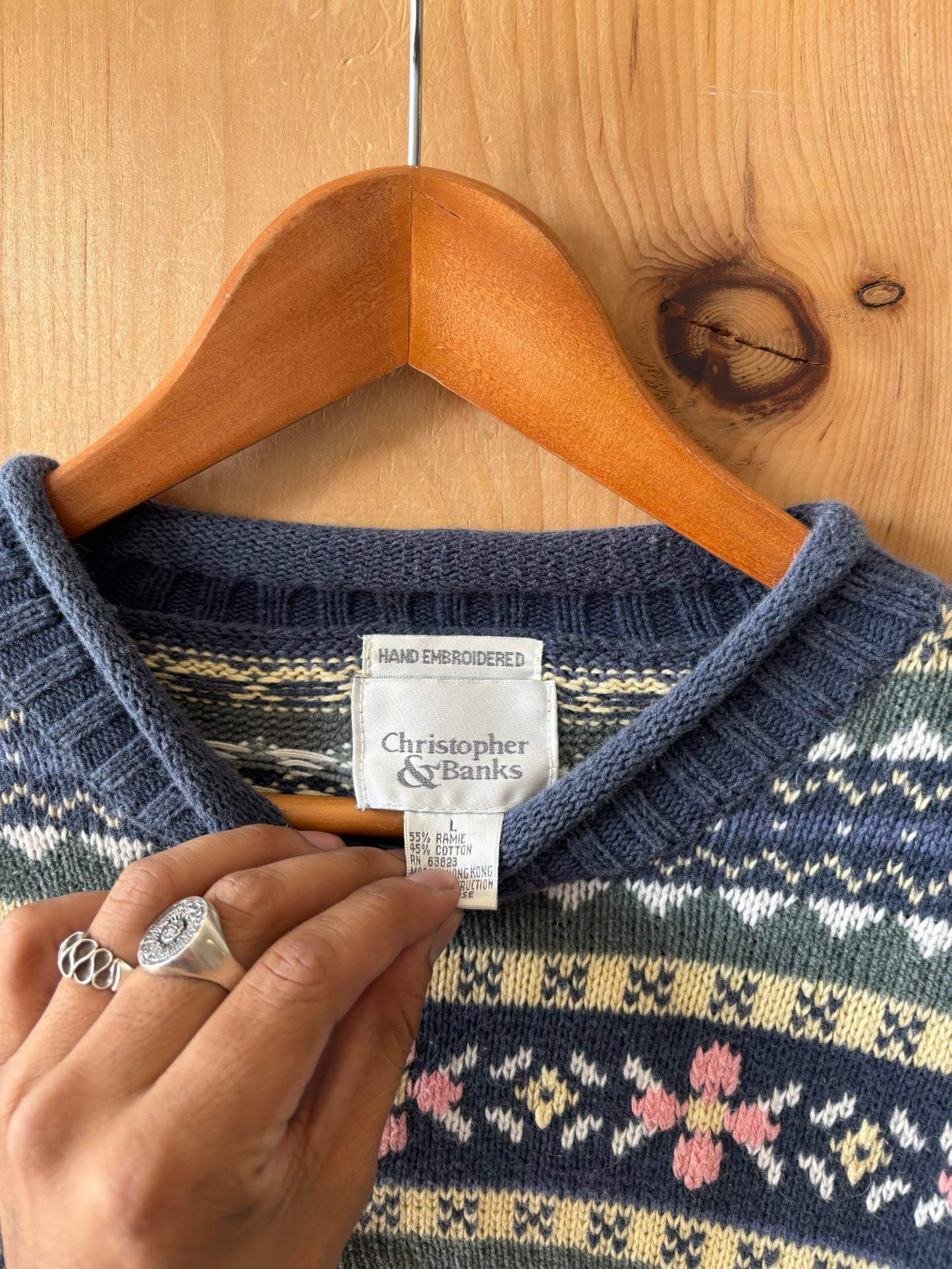 Hand Embroidered Patterned Sweater : L