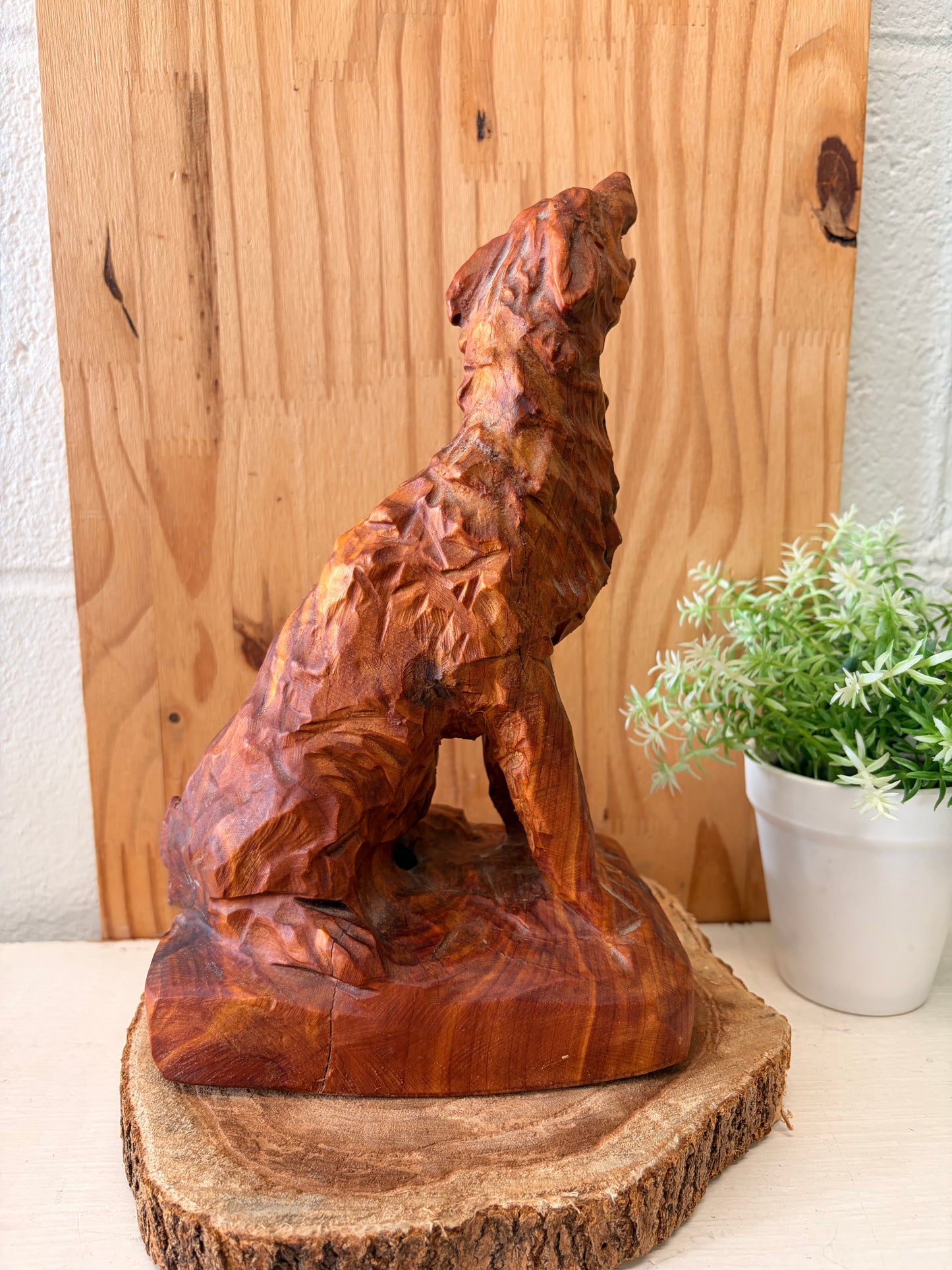 Carved Wooden Wolf Figure (Local Pick Up Only)