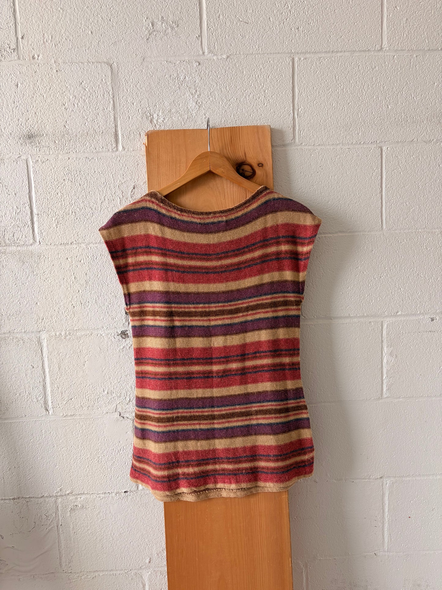 Striped Sleeveless Knit Top : M