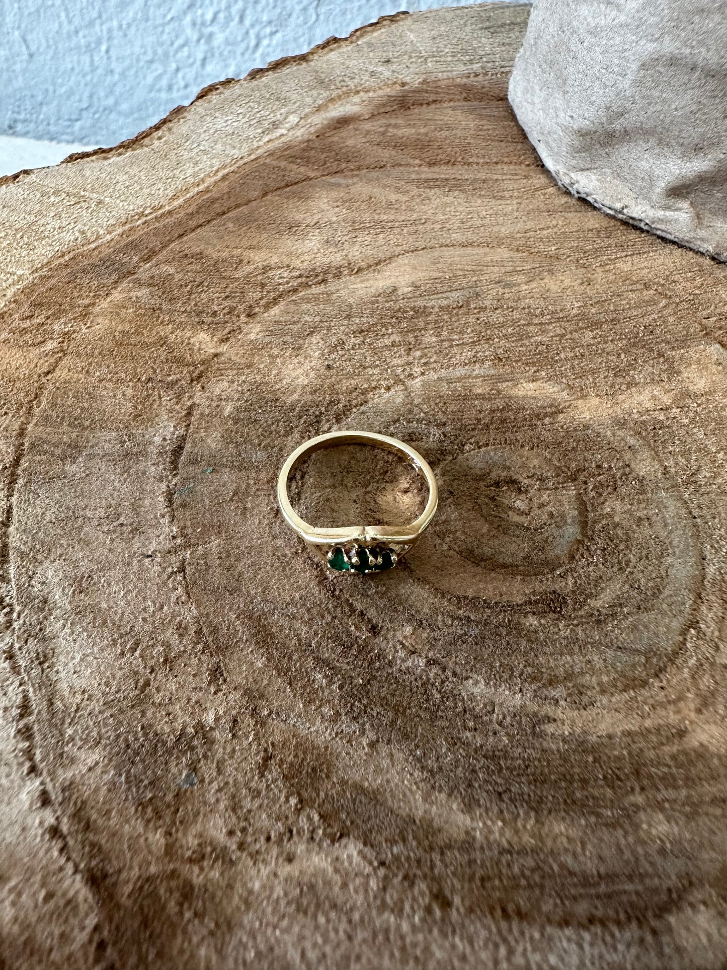 Dainty Gold and Green Stone Ring : 3.25