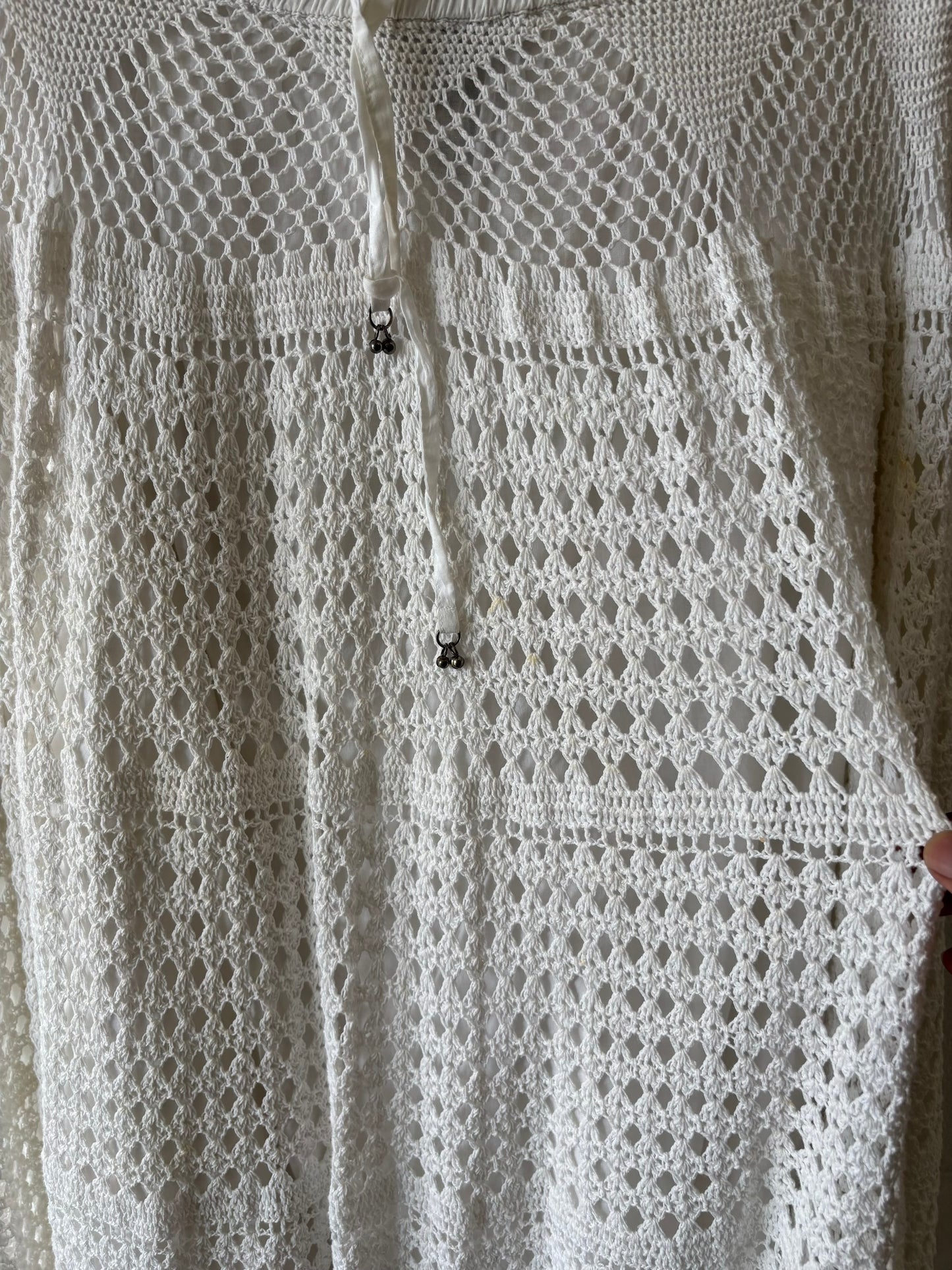 White Boho Midi Skirt : L