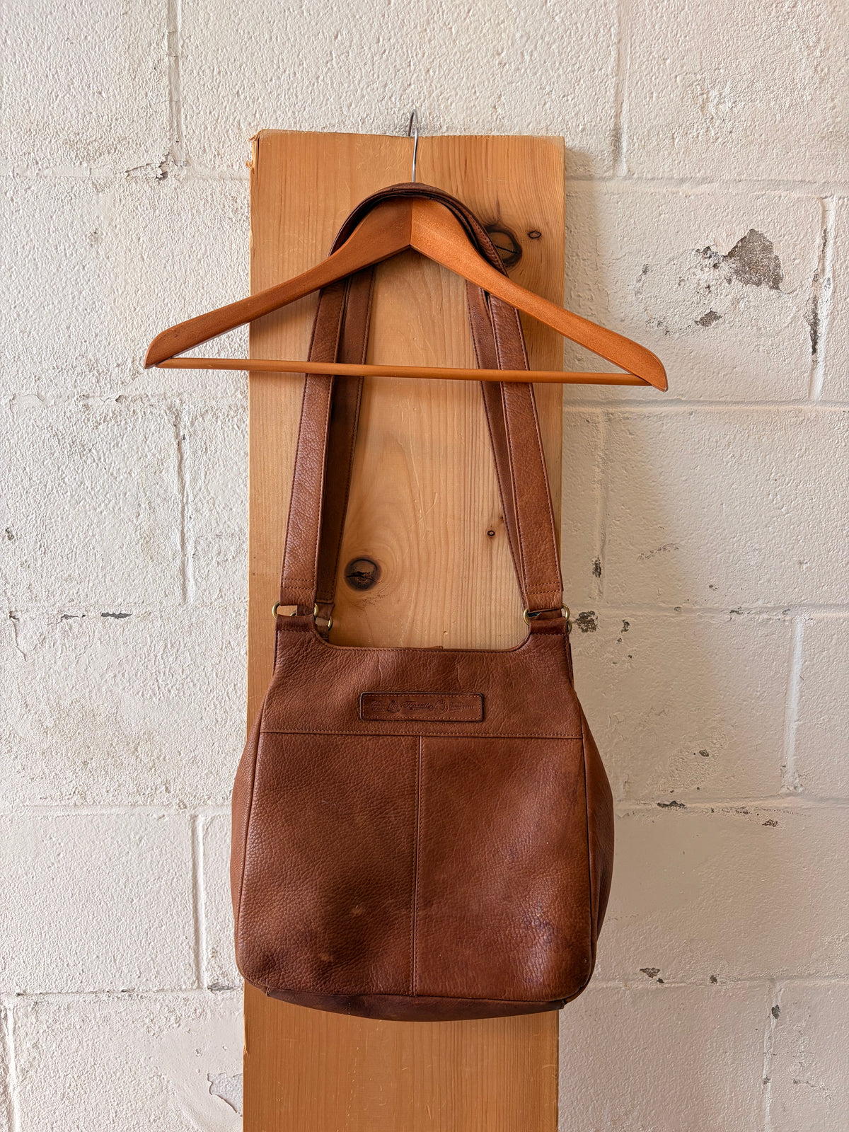 Vtg Fossil Brown Leather Shoulder Bag