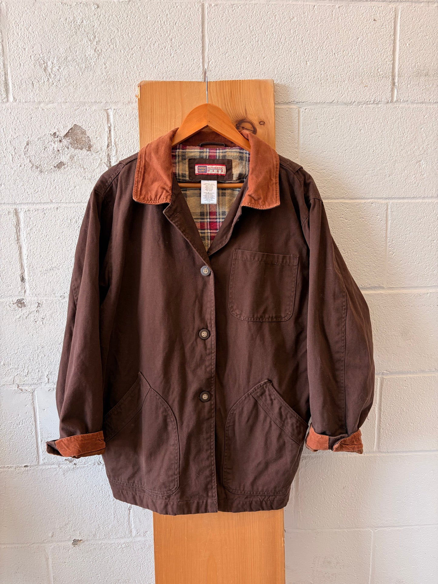 Vtg Brown Faded Glory Barn Jacket : L